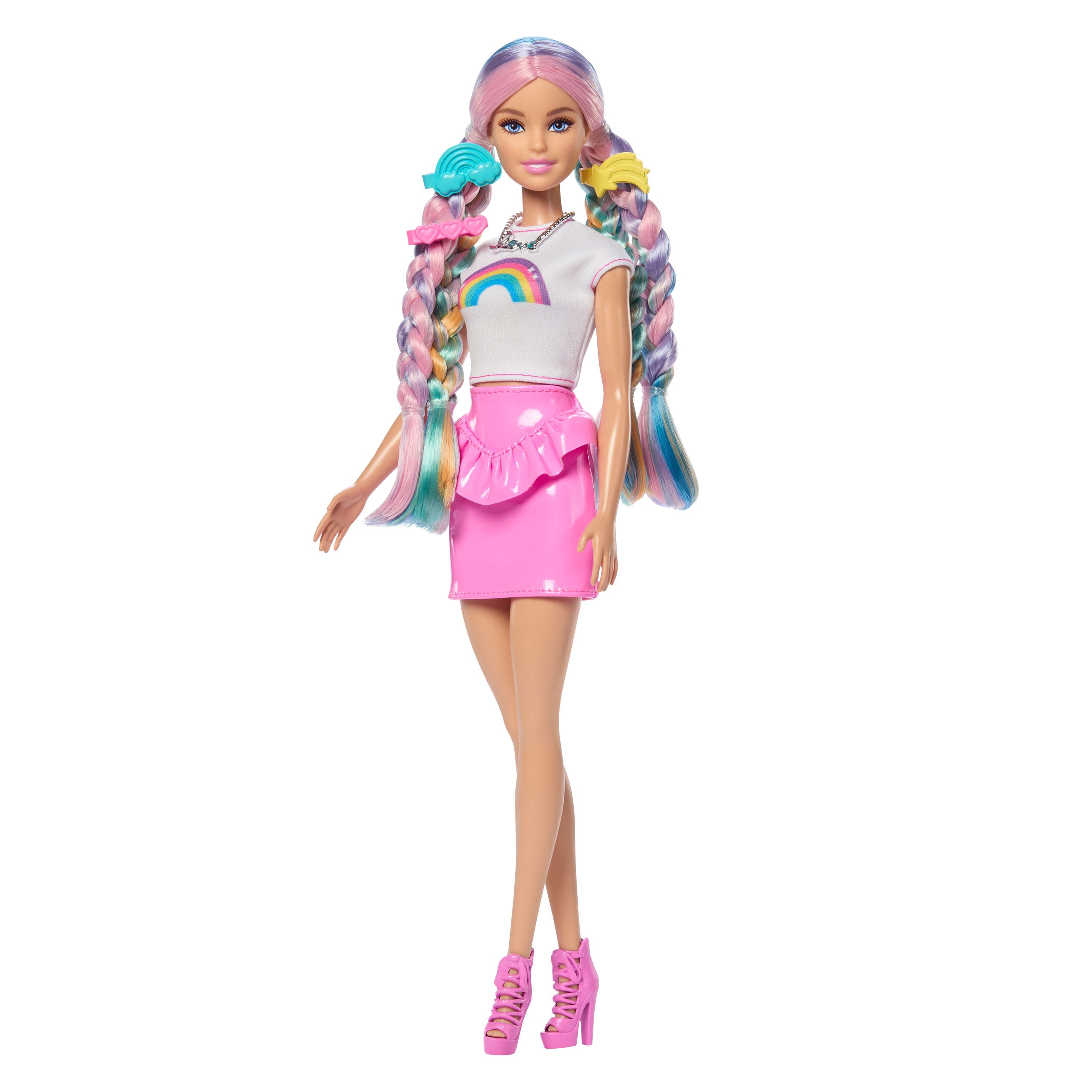 Barbie Anziehpuppe Barbie Haarspiel Regenbogen Glitzer