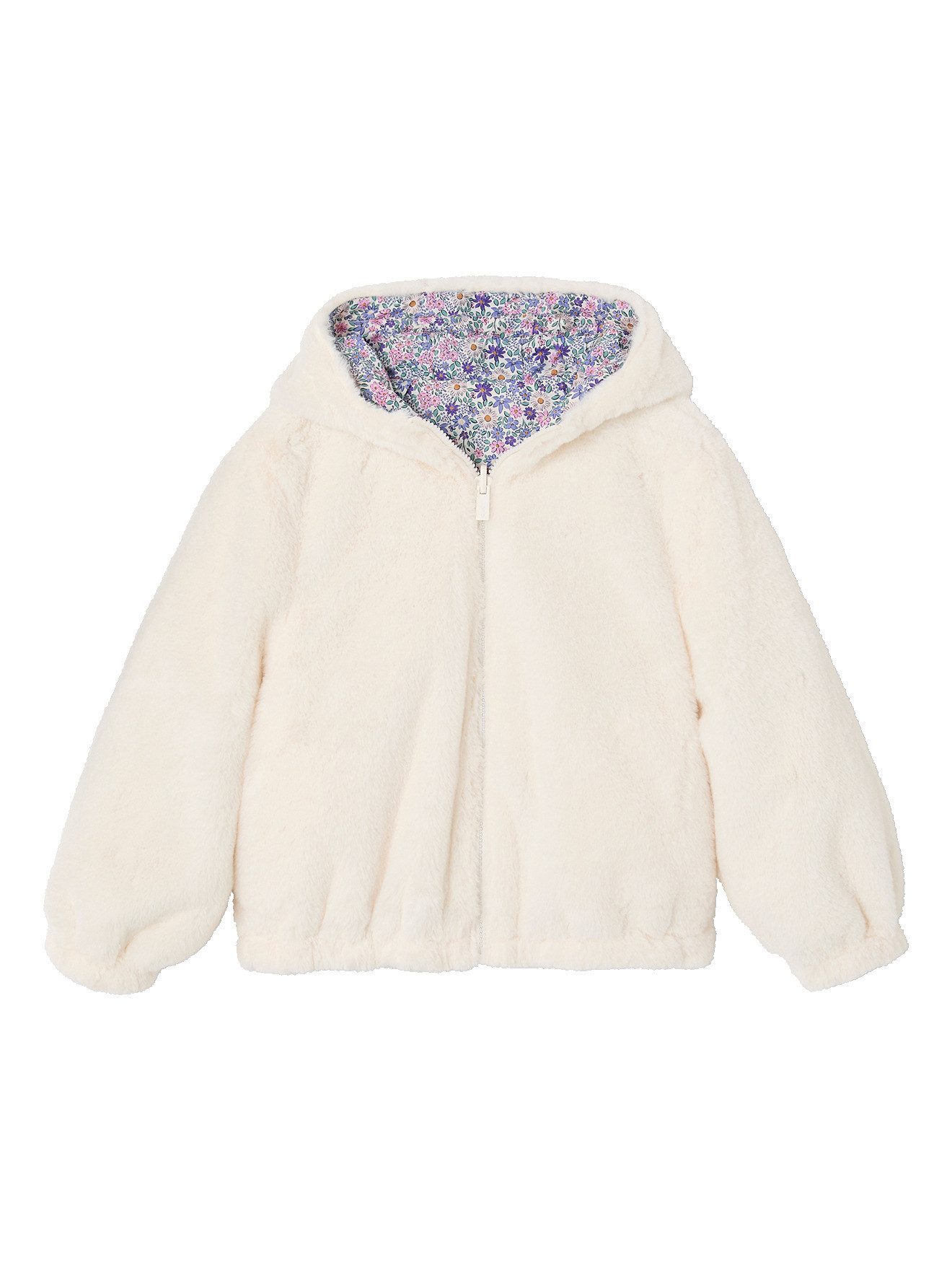 vertbaudet Regenjacke Mädchen Kapuzenjacke mit Leomuster und Teddyfleece wendbar