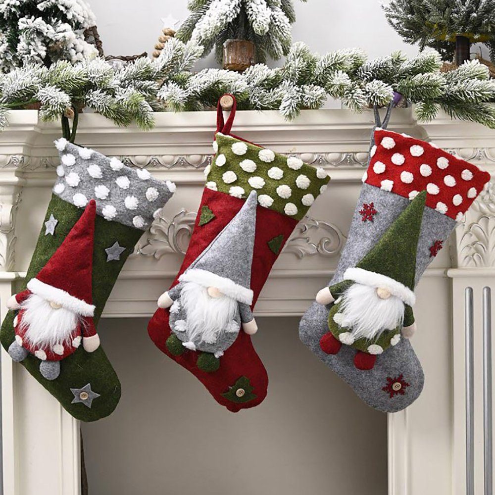 Orbeet Dekohänger Hängedekoration Weihnachtsstrümpfe, Weihnachtsmann-Socken Geschenktüte Rot