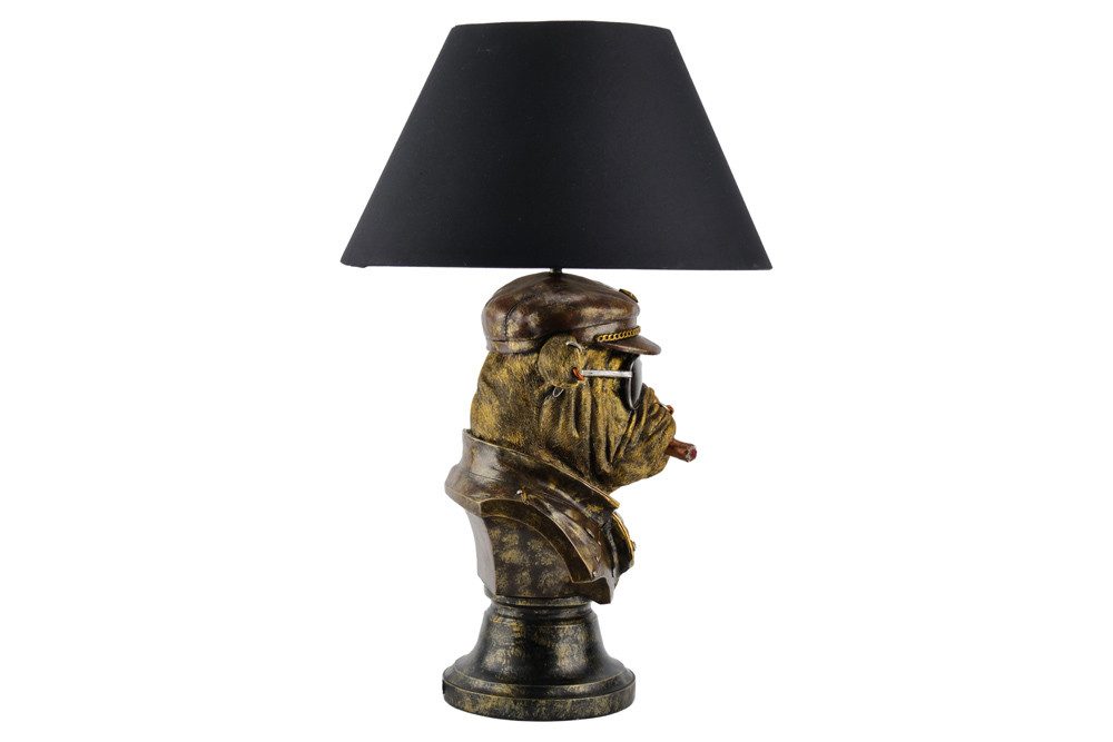 riess-ambiente Tischleuchte BULLDOG 55cm bronze/schwarz - Polyresin, Stoffschirm, Hunde-Skulptur, Ein-/Ausschalter, ohne Leuchtmittel, Extravagante Tierlampe -  – Bild 4 von 5