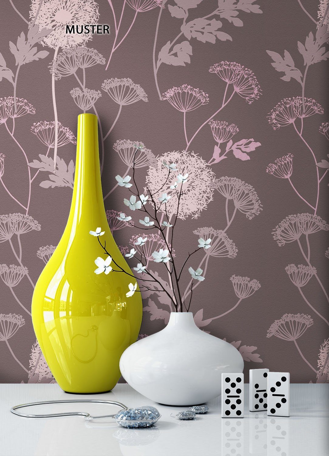 Newroom Vliestapete, Blumentapete Lila Rosa Wallpaper günstig online kaufen