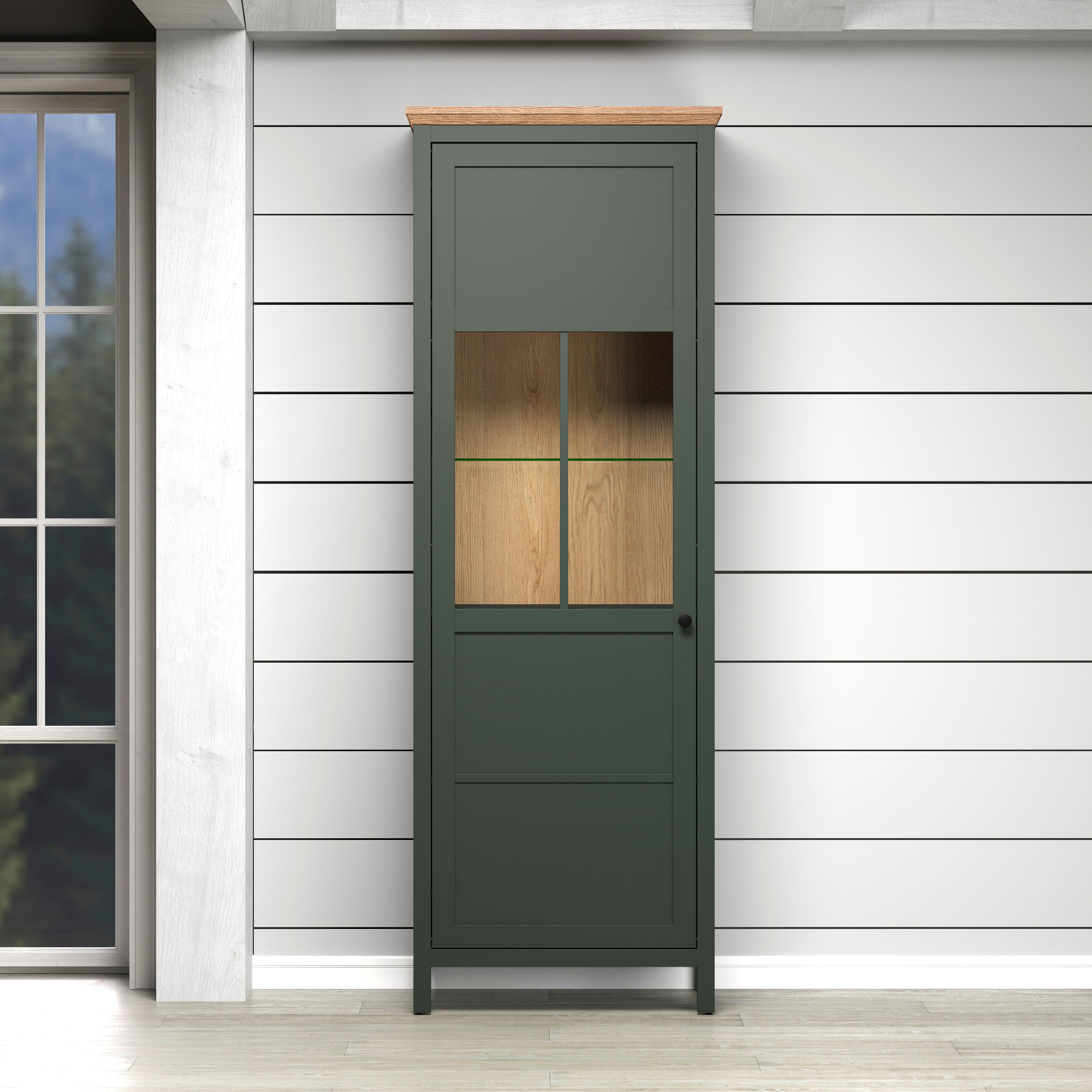 Home affaire Vitrine Vienna (1-St) Standvitrine mit Beleuchtung und 5 Fächern im Landhausstil