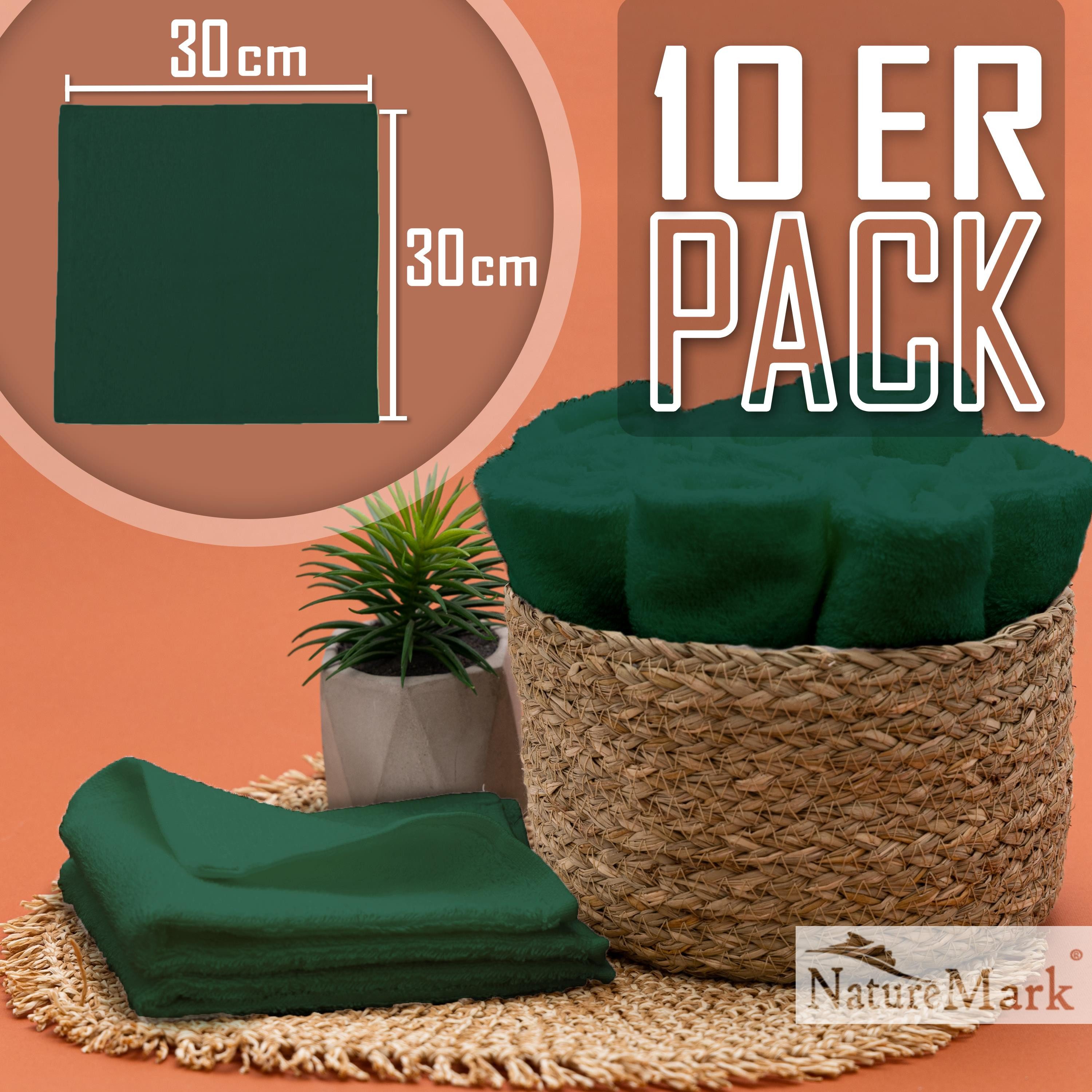 NatureMark Seiftuch 10er-Set Seiftücher 30x30cm 100% Baumwolle, (10-St), Frottier Waschlappen Seiflappen 30 x 30 cm, Dunkel grün