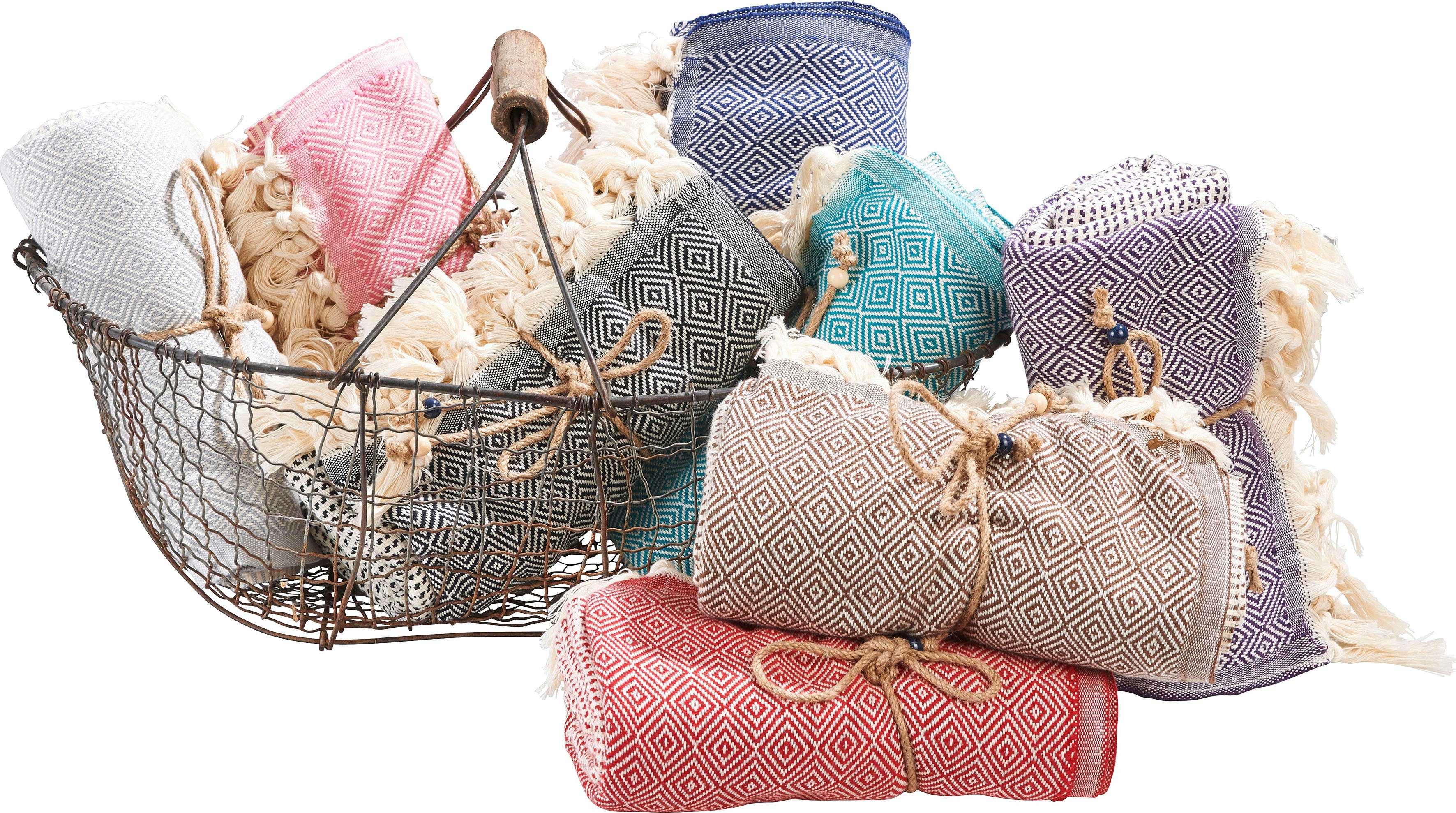 Plaid Lounge Diamond, done.®, Leichtes Plaid mit geknoteten Fransen