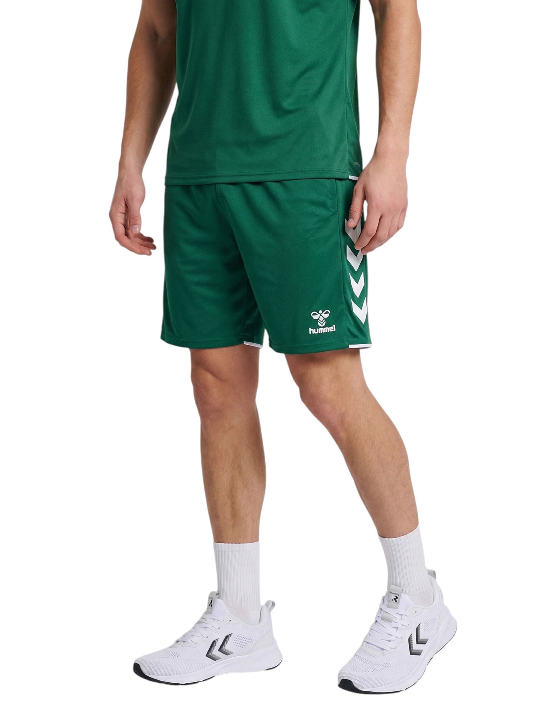 hummel Sporthose hmlCORE 2.0 Shorts (angenehmes Tragegefühl) kurz dunkelgrün/weiss