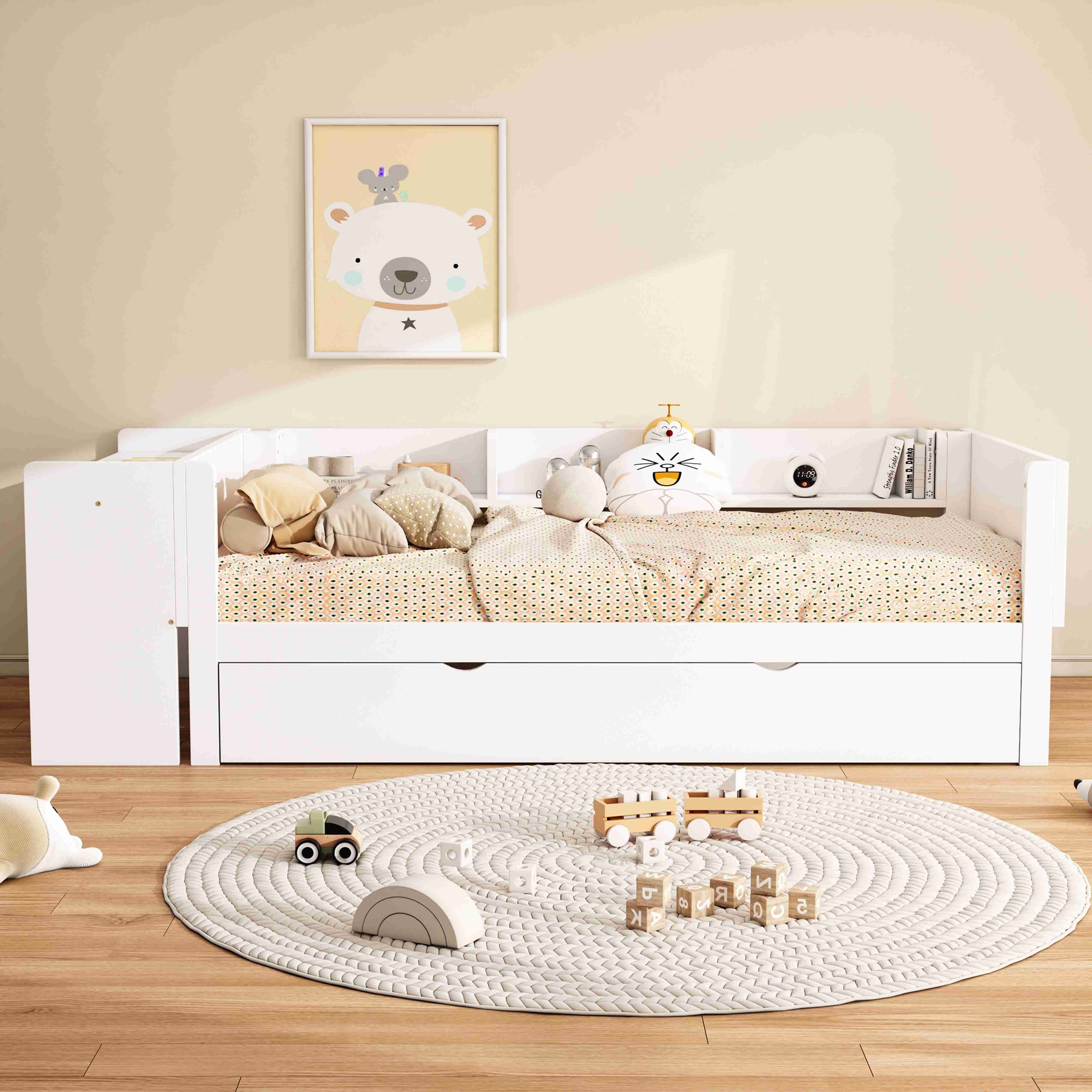 BlingBin Kinderbett Polsterbett Einzelbett mit ausziehbarem günstig online kaufen