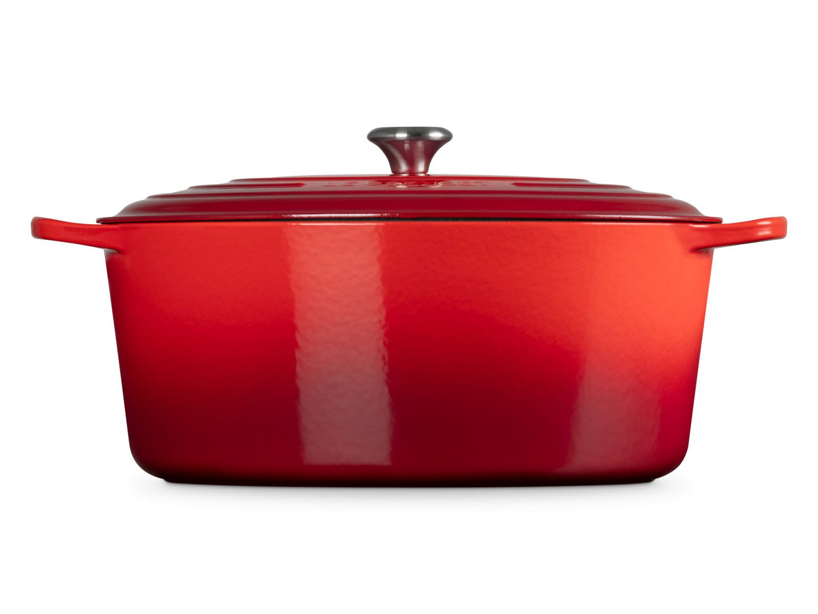 LE CREUSET Bräter Bräter Signature oval kirschrot 40cm, Emailliertes Gusseisen