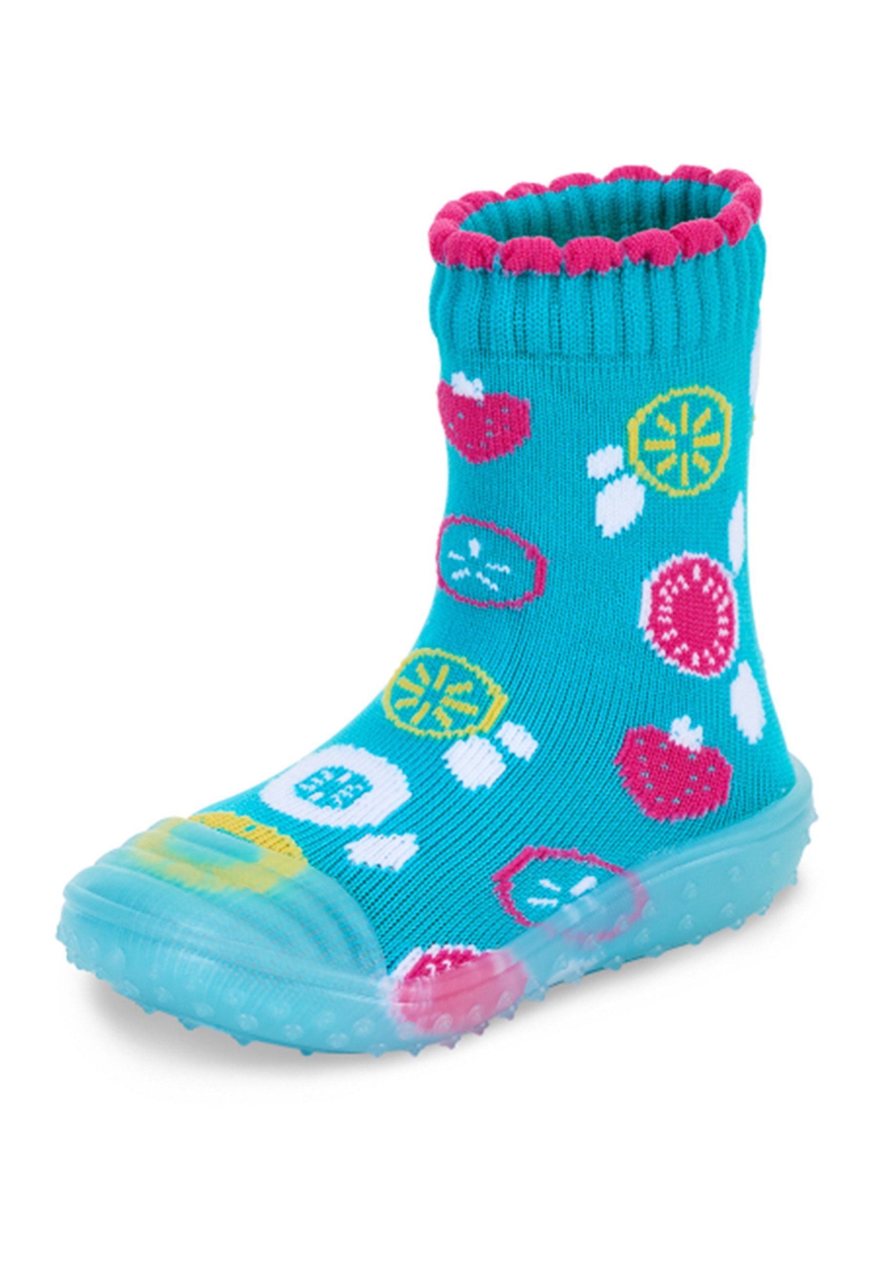 Sterntaler® Basicsocken Adventure-Socks Früchte Adventure-Socks - Adventure Socks mit Früchte Motiv türkis - Abenteuersocken, Kinder Sockenschuhe mit transparenter Gummisohle - Adventure Socken - schnelltrocknend