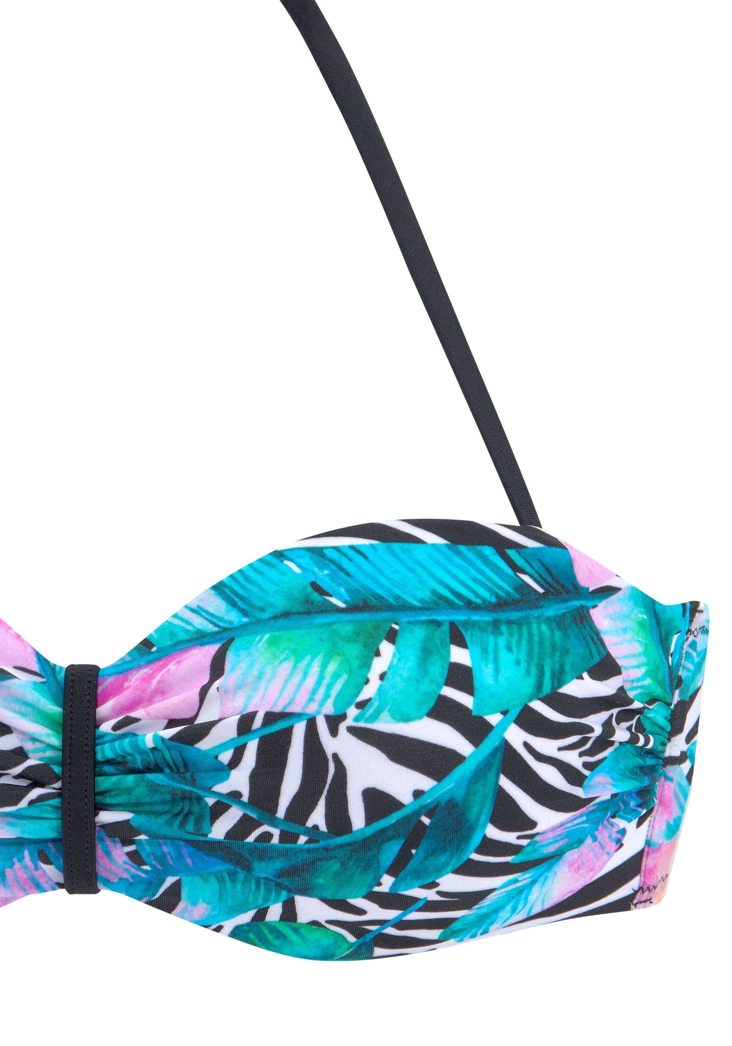 Vivance by Lascana Bügel-Bandeau-Bikini mit Animaldruck und unifarbenen Akzenten