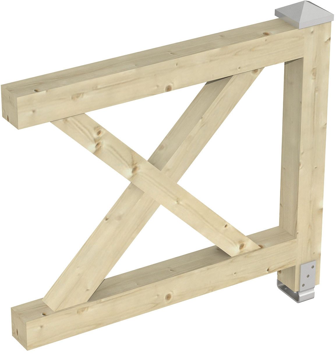 Skanholz Brüstungsgeländer Andreaskreuz, 108 cm Länge, 84 cm Höhe, mit 1 Pfosten