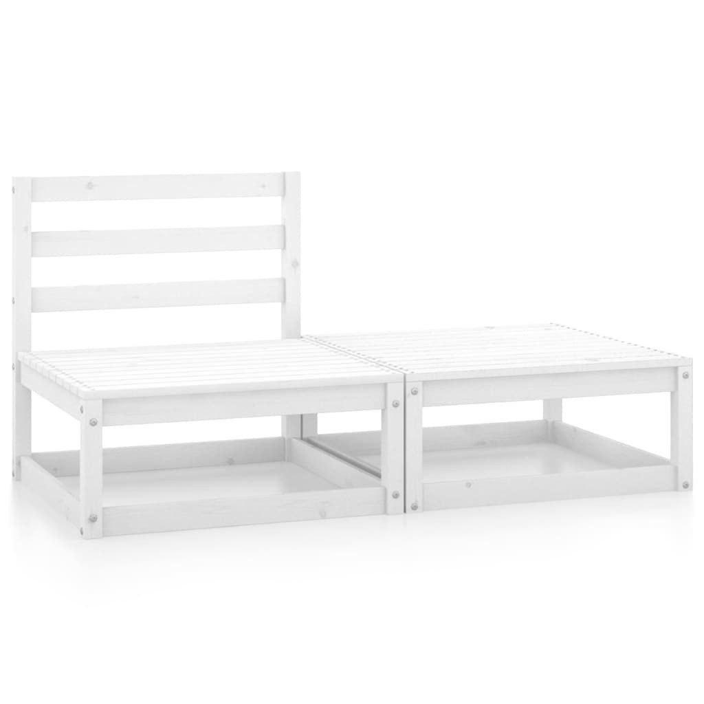 vidaXL Sofaelement 2-tlg. Garten-Lounge-Set Weiß Kiefer Massivholz (1 St)