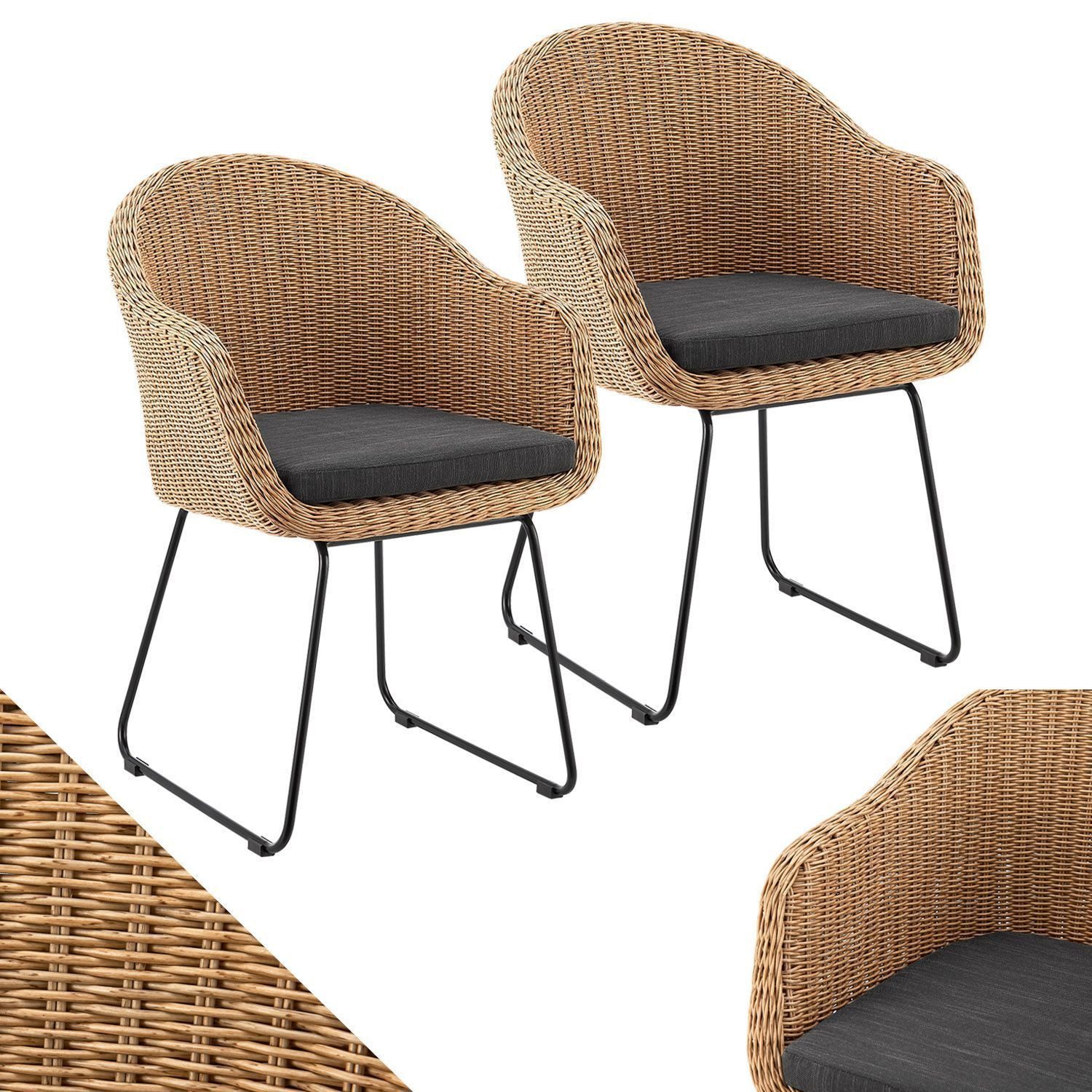 Juskys Gartenstuhl Cody (6 St), Rattan Korbsessel 4er Set, modern, Indoor & günstig online kaufen