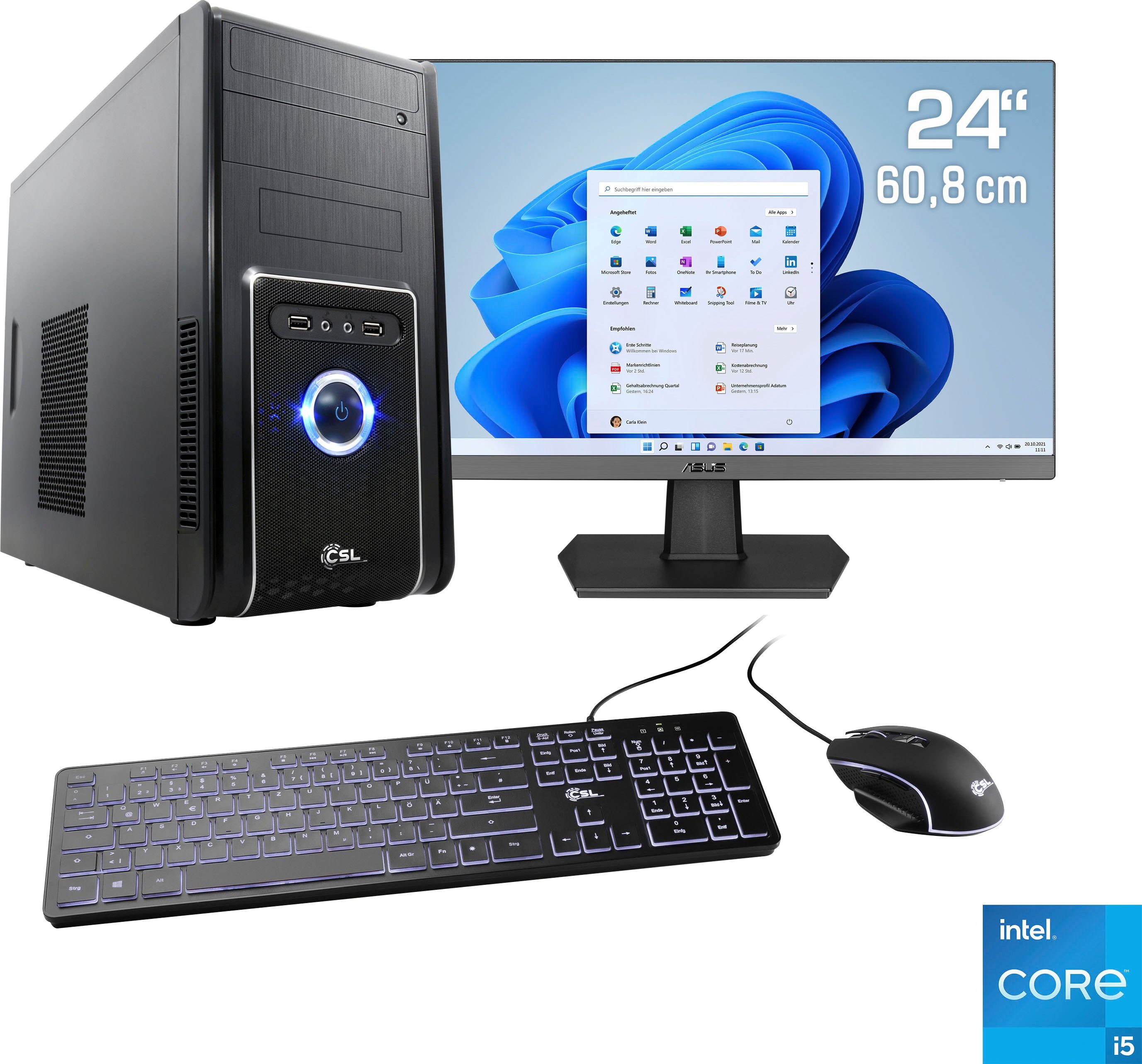 CSL Speed V25817 PC-Komplettsystem (24", Intel® Core i5 12400, Intel UHD Graphics 730, 8 GB RAM, 500 GB SSD, 1-tlg)
