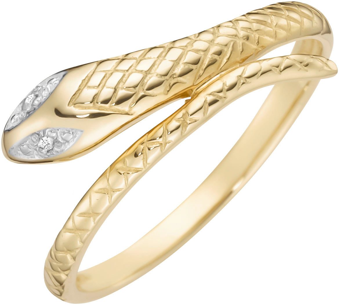 Firetti Fingerring Schmuck Geschenk Gold 375 Damenring Goldring Schlange bicolor, mit Diamanten