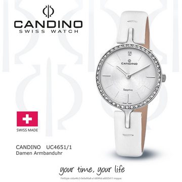 Candino Quarzuhr Candino Damen Quarzuhr Analog C4651/1, Damen Armbanduhr rund, Lederarmband weiß, Fashion