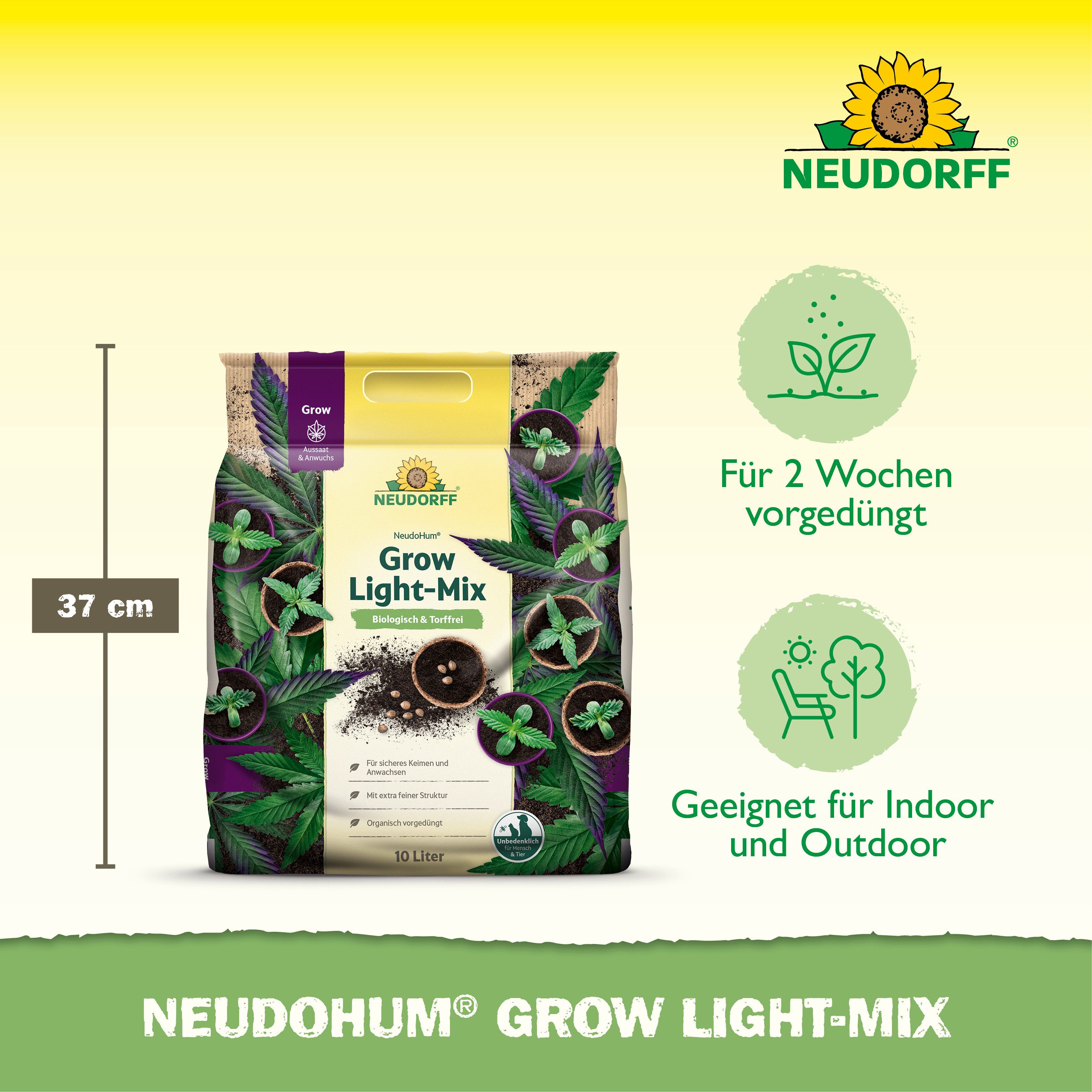 Neudorff Spezialerde Neudorff NeudoHum Grow Light-Mix, mit Organisch vorgedüngtes Kultursubstrat, (3 L Kultursubstrat für Aussaat und Anzucht, Organisch vorgedü – Bild 3 von 5