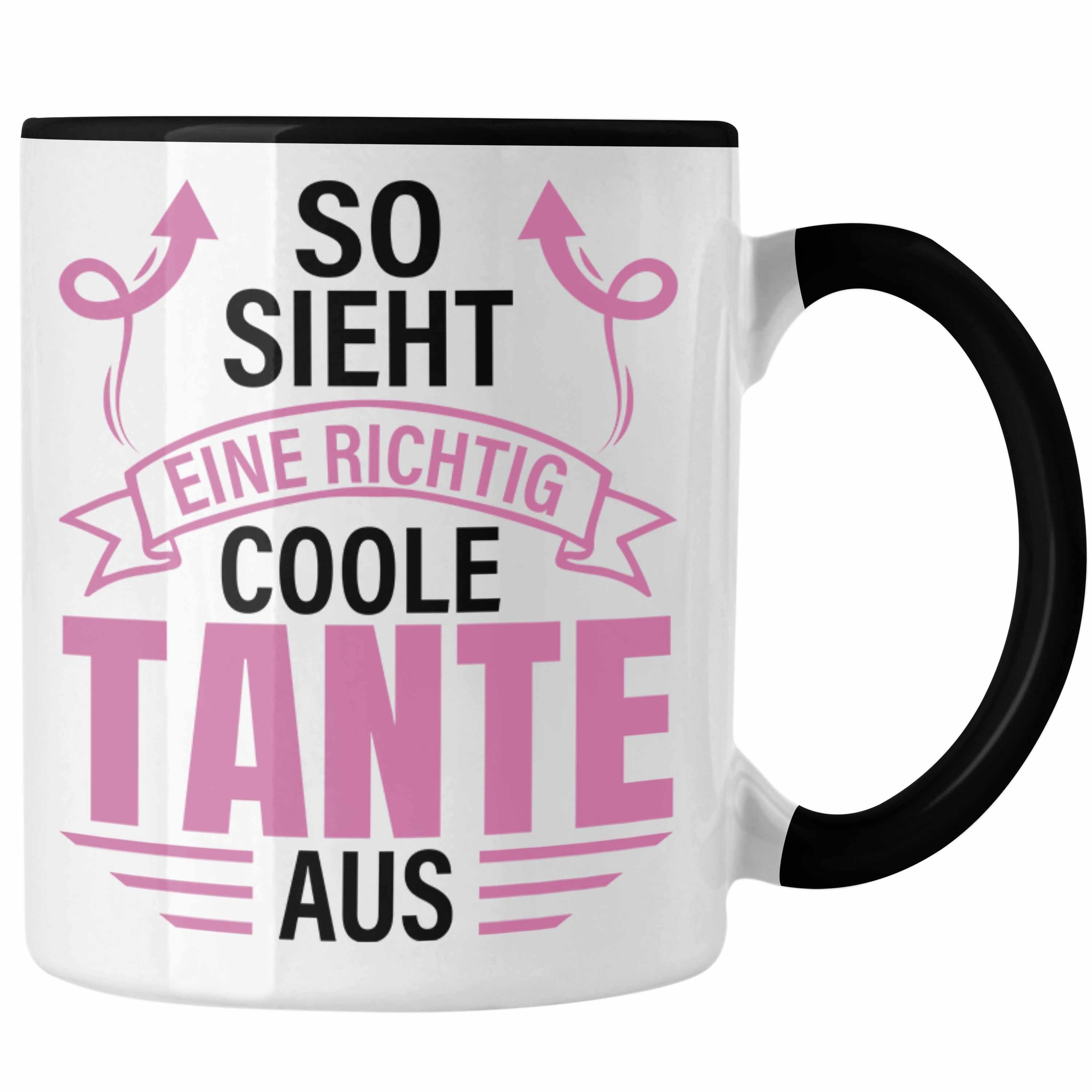 Trendation Tasse Trendation - Tante Geschenk Tasse Lustig So Sieht Eine Richtig Coole Tante Aus Geschenkidee Spruch Schwarz