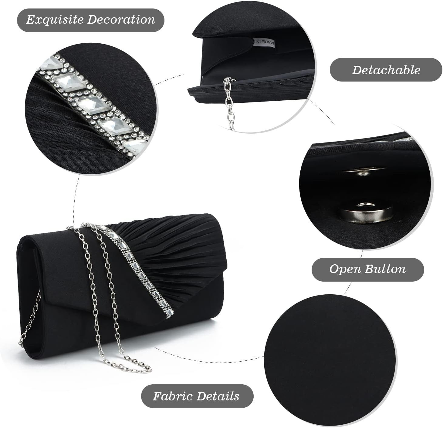 Coonoor Abendtasche mit Kristall Abend Clutch Handtasche für Damen Schultertasche – Bild 4 von 5