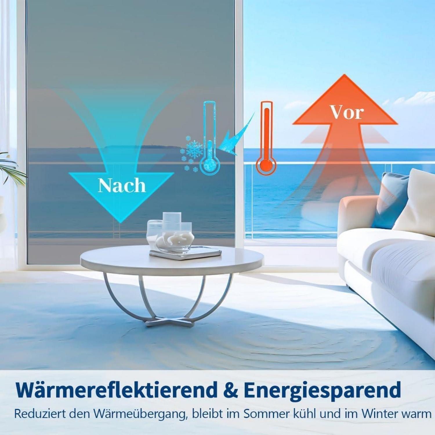 LuxusKollektion Sonnenschutz-Fensterfolie Fensterfolie Spiegelfolie Sichtschutz 90 x 400 cm Silber Spiegelfolie – Bild 3 von 5