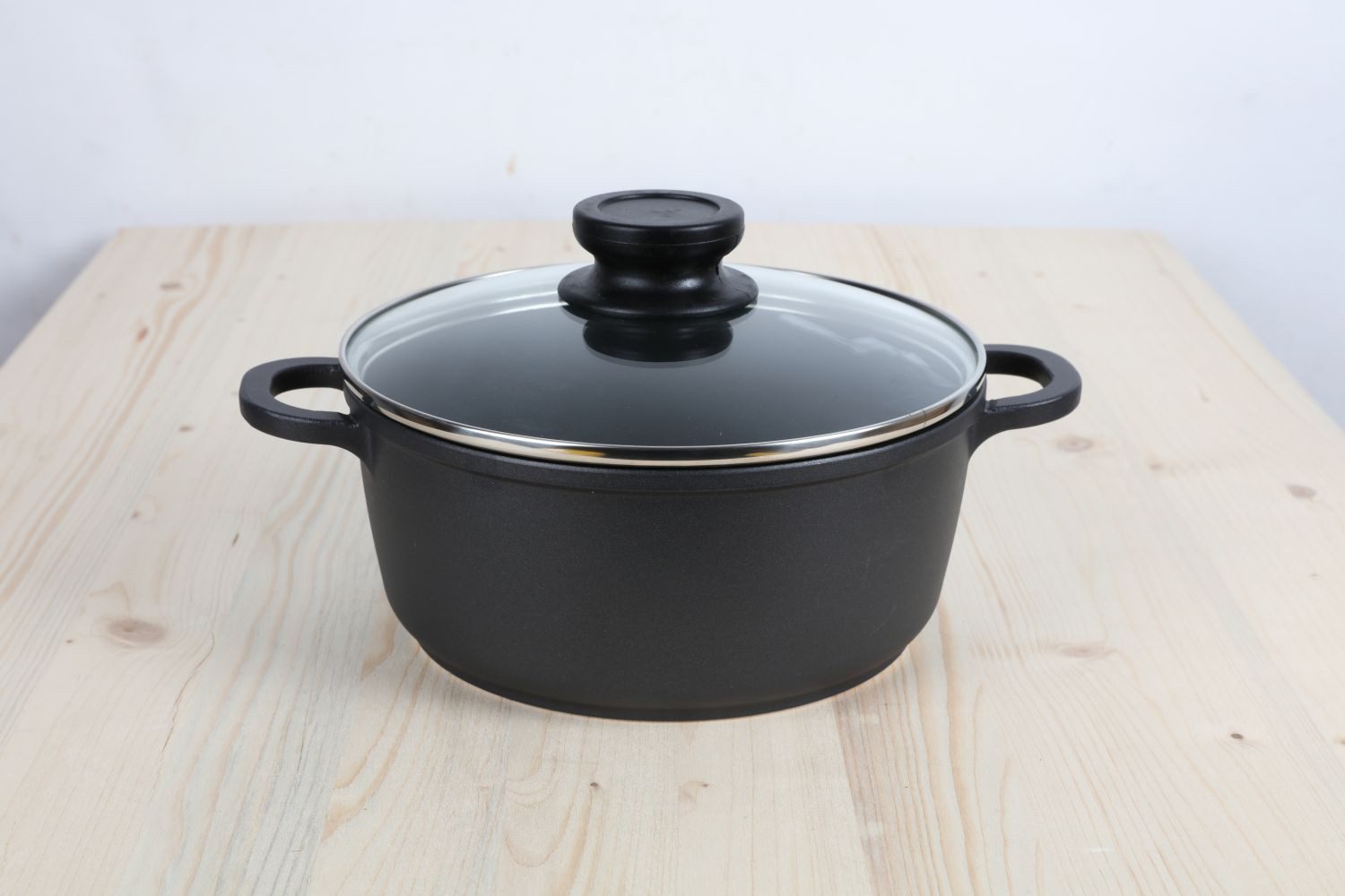 BURI Kochtopf Aluguss Kochtopf 2,3L 20cm Glasdeckel Küchen Mahlzeit Induktion, Aluguss