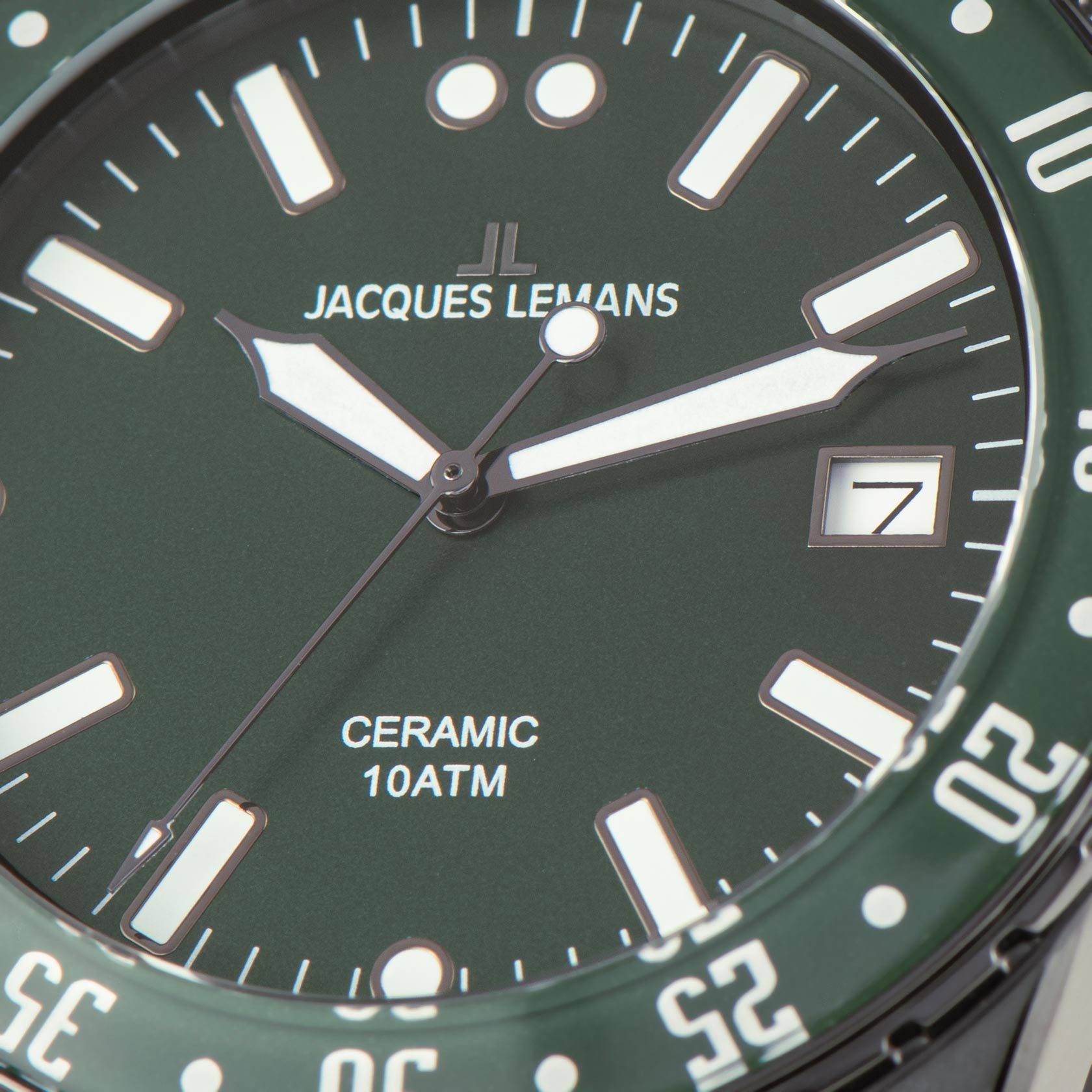 Jacques Lemans Keramikuhr Liverpool 42-10F, Quarzuhr, Armbanduhr, Herrenuhr,Datum,Leuchtzeiger,Edelstahlarmband