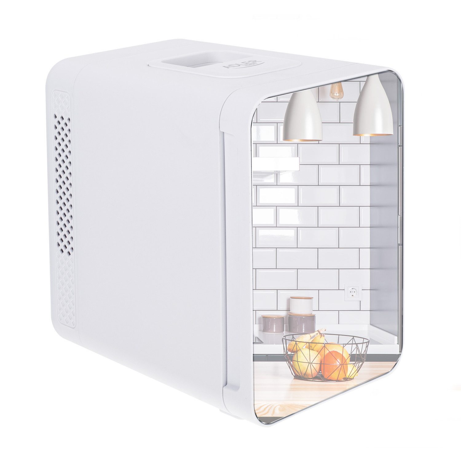 Adler Kühlbox AD 8085 Tragbarer Mini-Kühlschrank mit Spiegel 4L, 4 l, Platz für Dosen, Flaschen, Gläser und Lebensmittelbehälter
