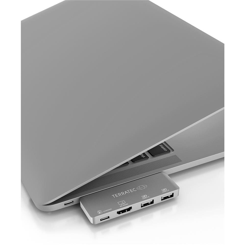 Terratec CONNECT C4 Dockingstation (Aluminium USB Type-C Adapter mit USB-C PD, HDMI und 2 x USB 3.0)