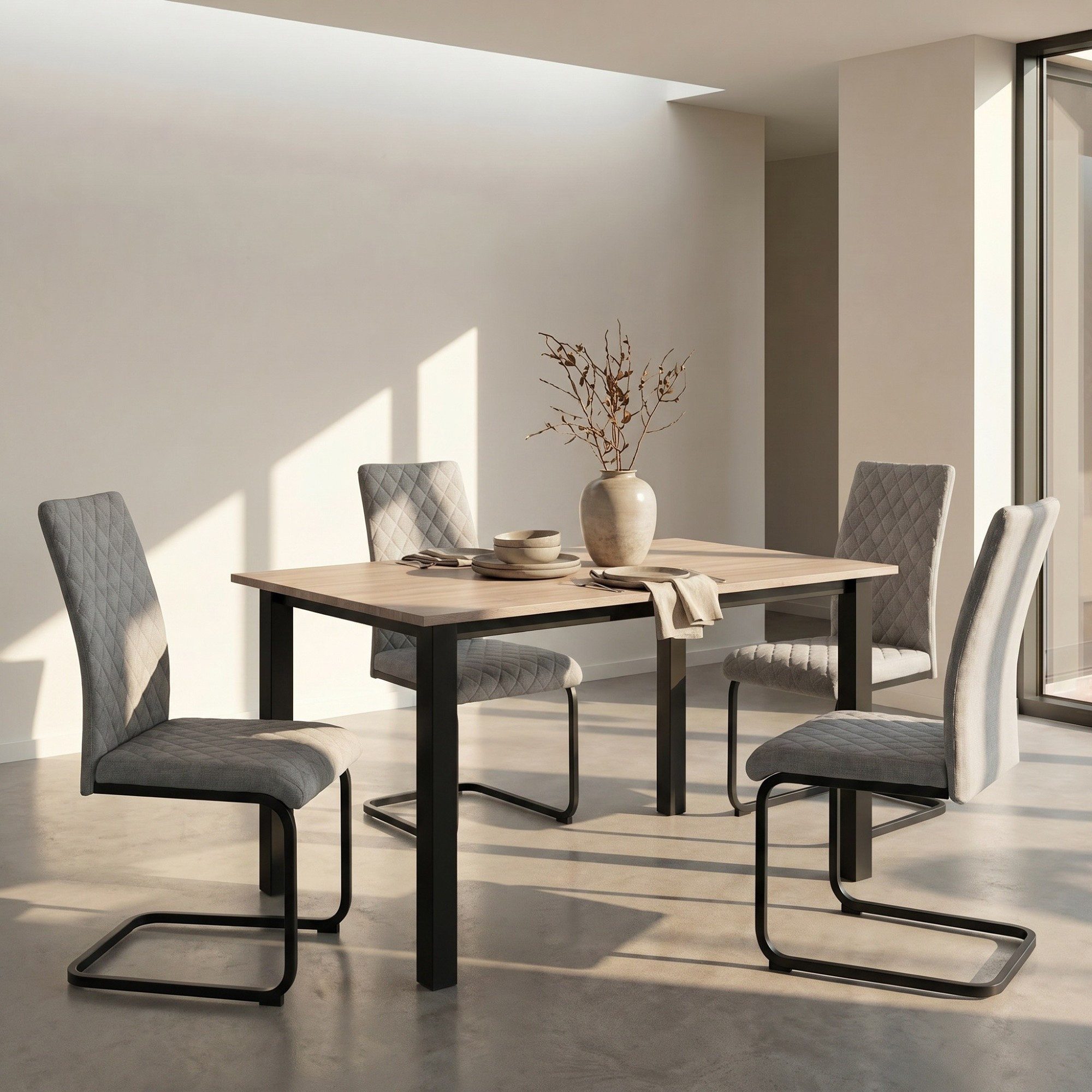 loft24 Esstisch Hampton - Esszimmertisch Küchentisch Tisch Holztisch, rechteckig, Holzoptik, Platz für 6 Personen, Metallbeine, modern
