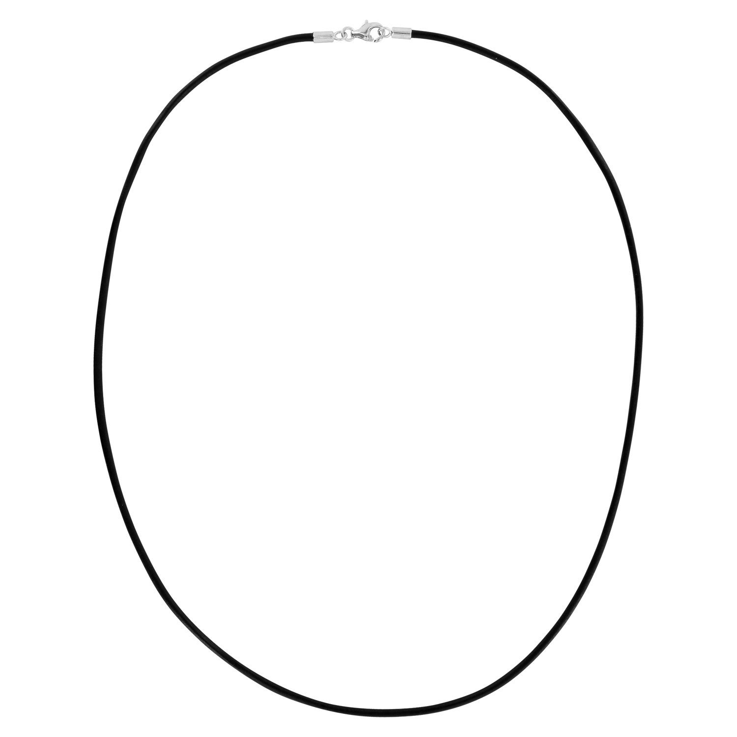 Auroris Lederband 2mm schwarz Echtleder Kette Karabinerverschluss 925 Sterling-Silber