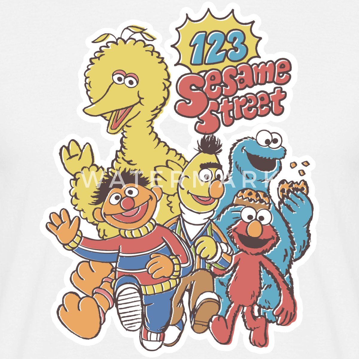 Spreadshirt T-Shirt Sesamstraße 123 Sesame Street Charaktere Männer T-Shirt (1-tlg)