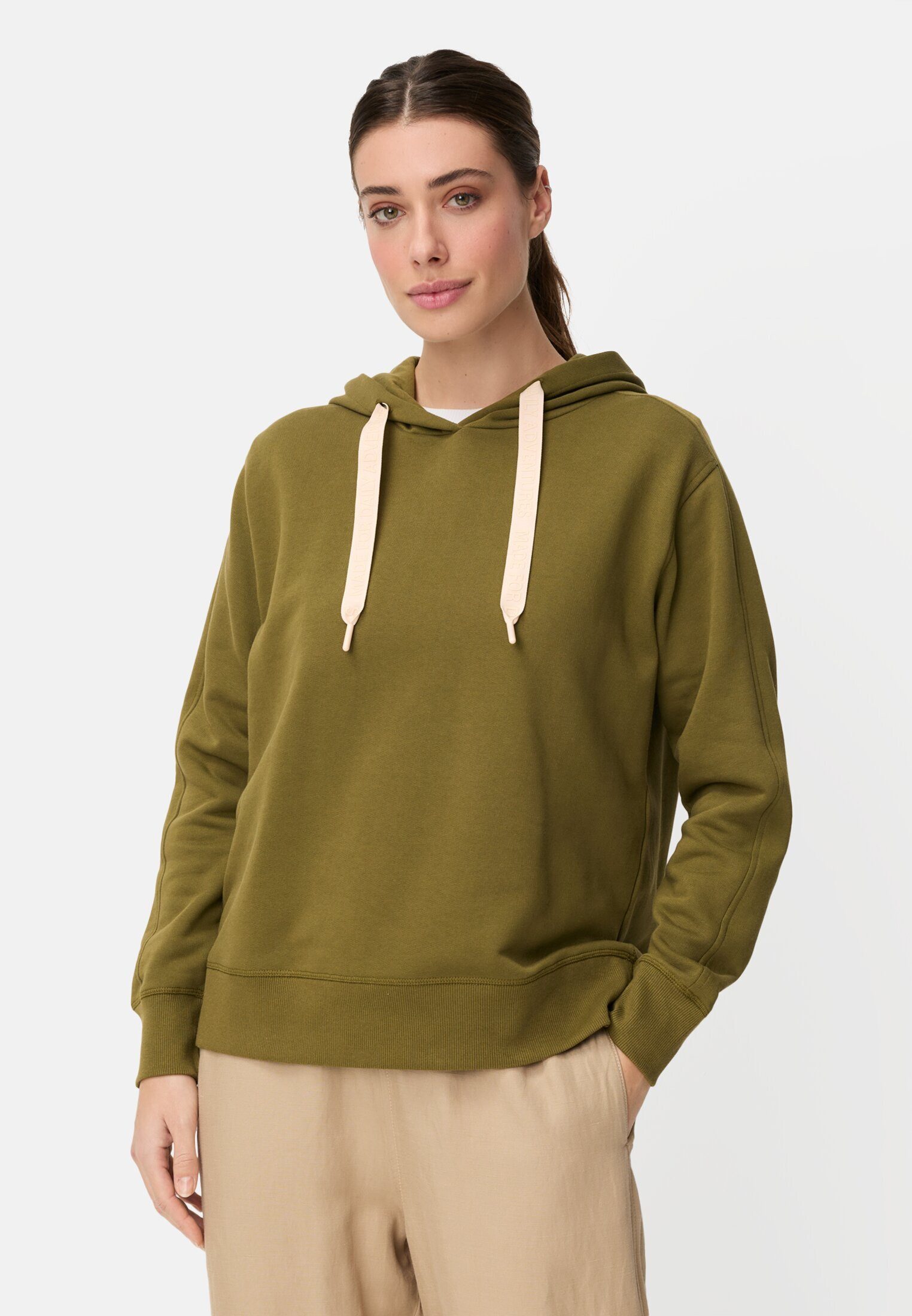 camel active Hoodie aus reiner Baumwolle Langarm Kapuze