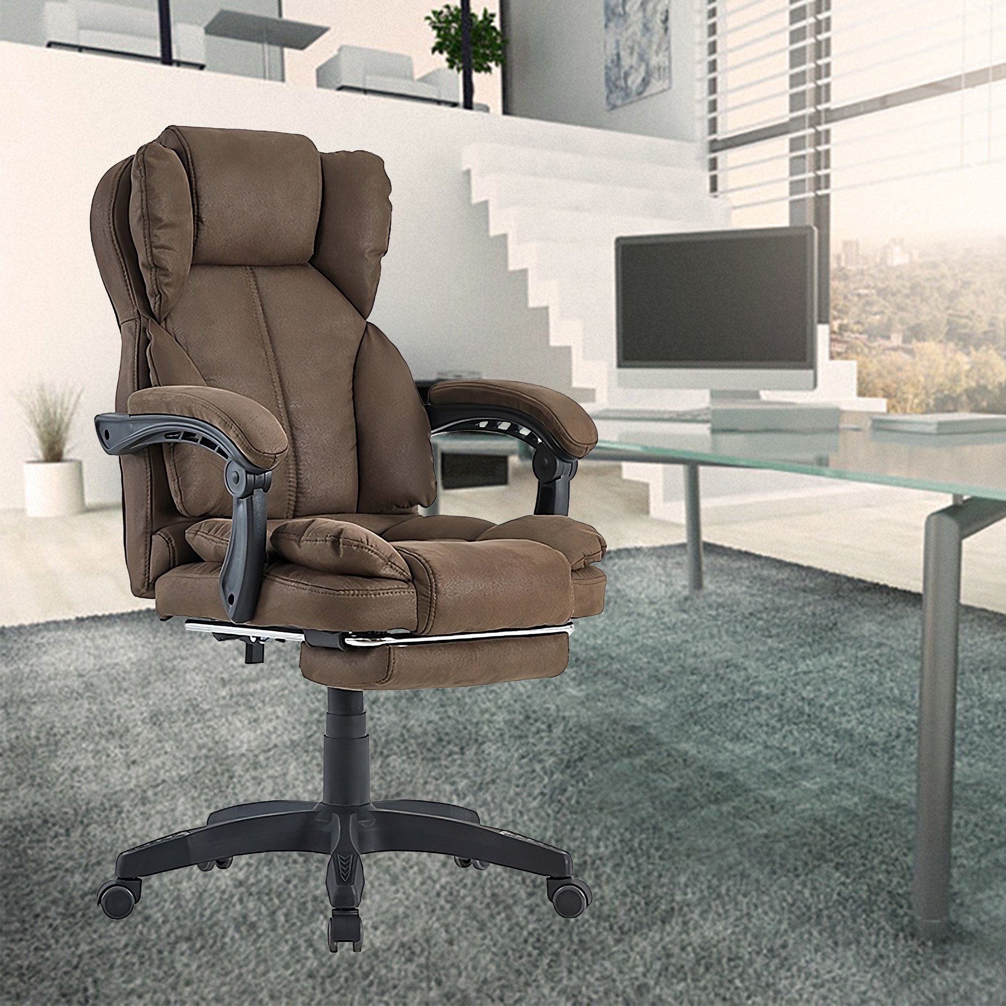 TRISENS Chefsessel Fabio (1 Stück), Chefsessel mit Fußstütze, extra Polsterungen und Relaxposition