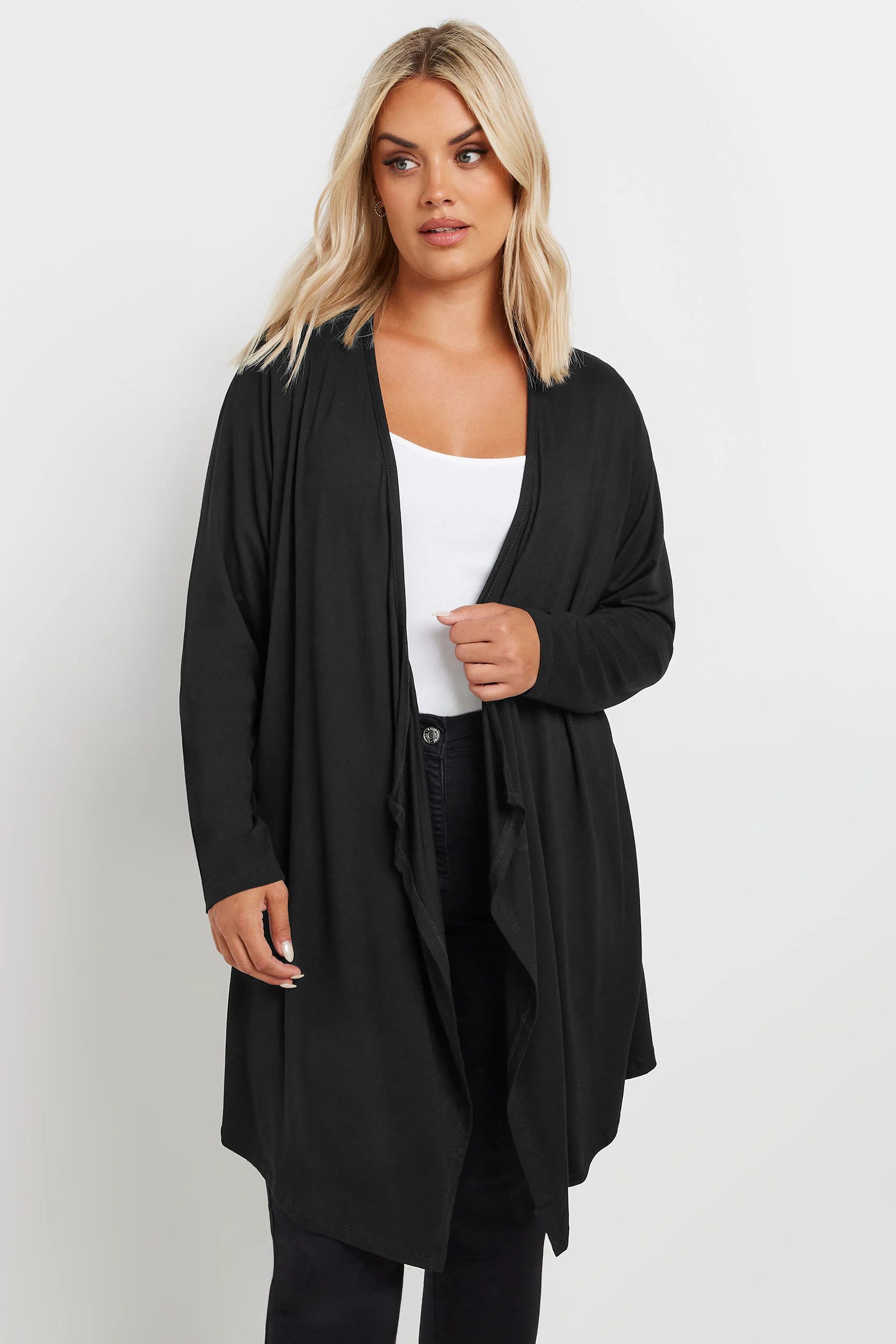 Stil Diva Blusenjacke Dünner, asymmetrischer Cardigan in Übergröße mit offe günstig online kaufen