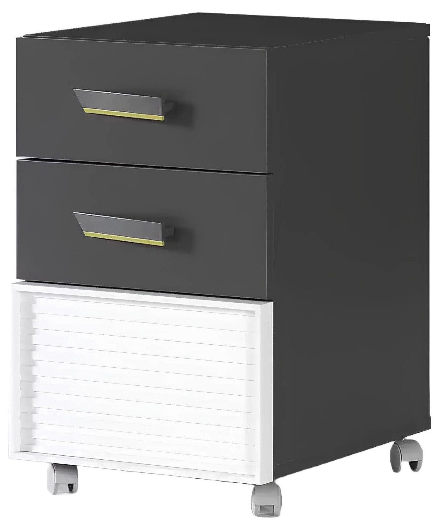 Xlmoebel Rollcontainer Graue Holz Kinderzimmer-Kommode mit Schrank und Regal für Kinder, (1 St., Kommode), Hergestellt in Europa
