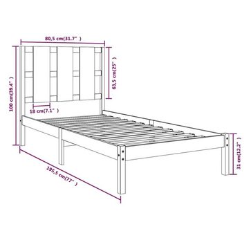 vidaXL Bett Massivholzbett 75x190 cm