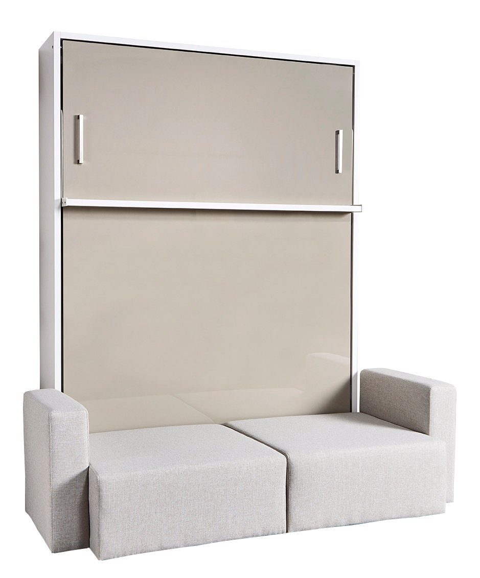 beige ROYAL Dekor: cm 150x200 Sofa Schrankbett mit Wandbett (Liegefläche: glanz Beige Multimo Schrankbett Multimo / Hochglanz)