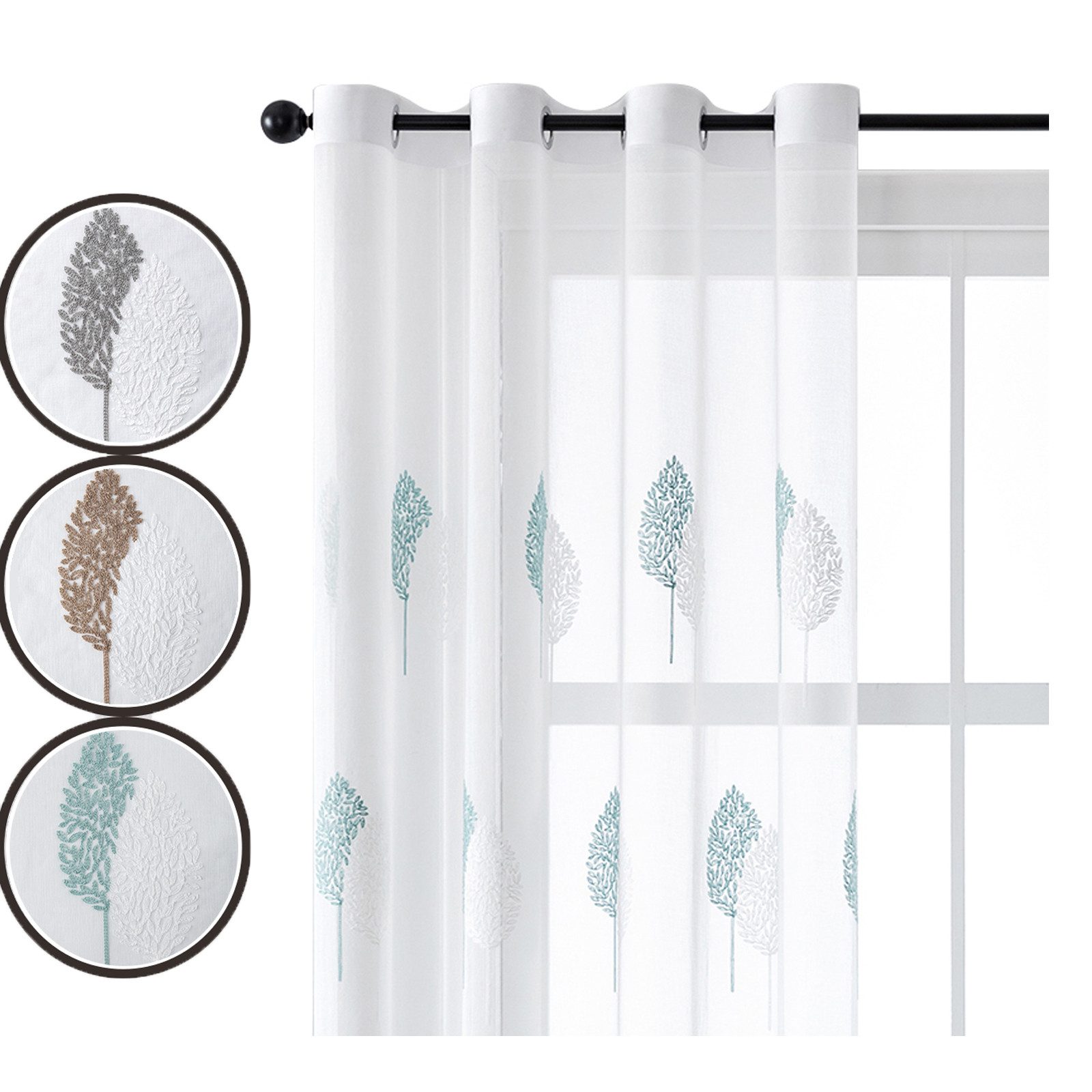 Jibenhome Schiebegardine 2-er Set Voile Gardine günstig online kaufen