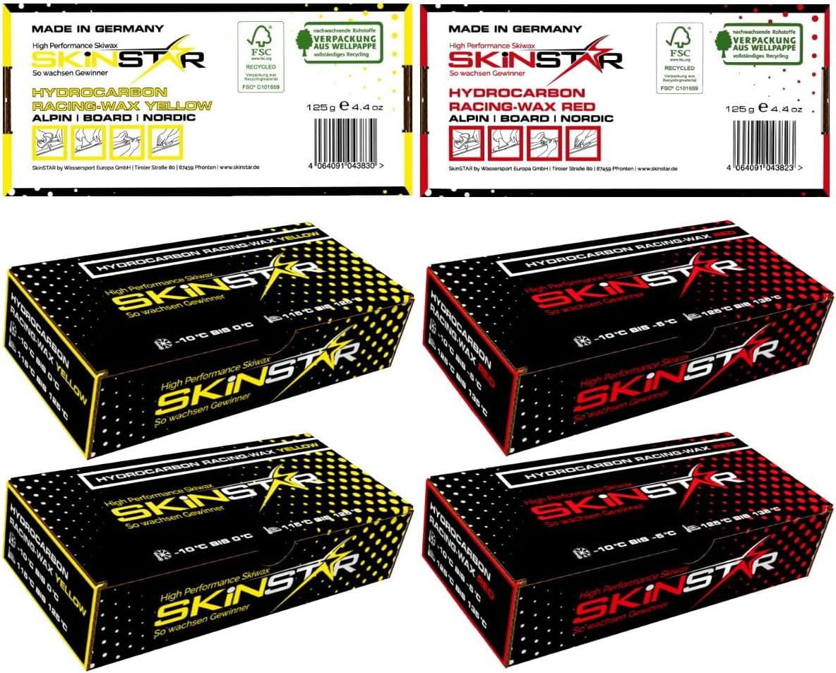 SkinStar Ski SKINSTAR Hydrocarbon Racing Wax Skiwax Profi-Wachs Mix Set Yellow-Red