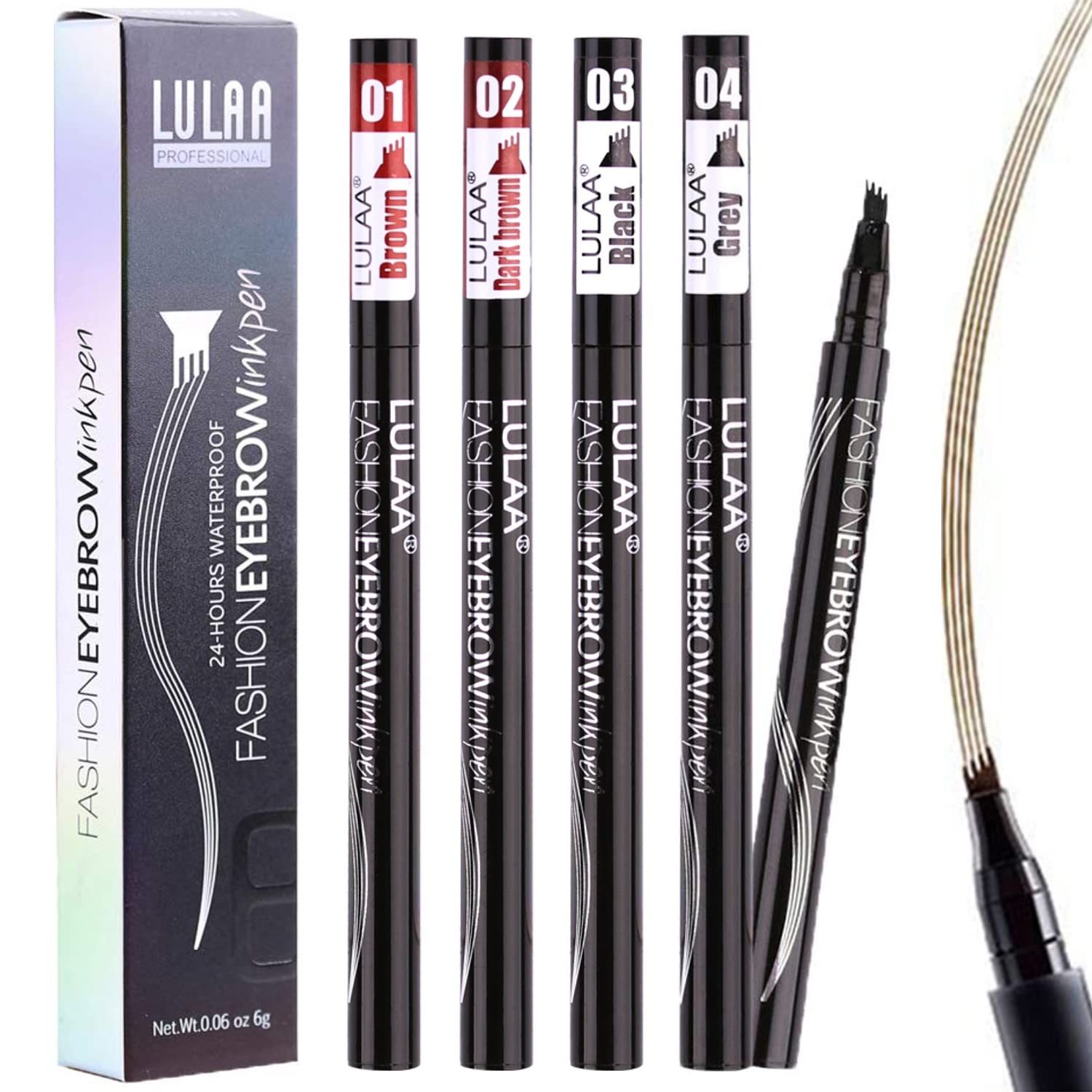 P-Beauty Cosmetic Accessories Augenbrauen-Stift 3D Tattoo Augenbrauen Stift Microblading 24H Wasserfest in 4 Farben, Nicht an Tieren getestet, Reisegröße, Ohne Duft, Hypoallergen