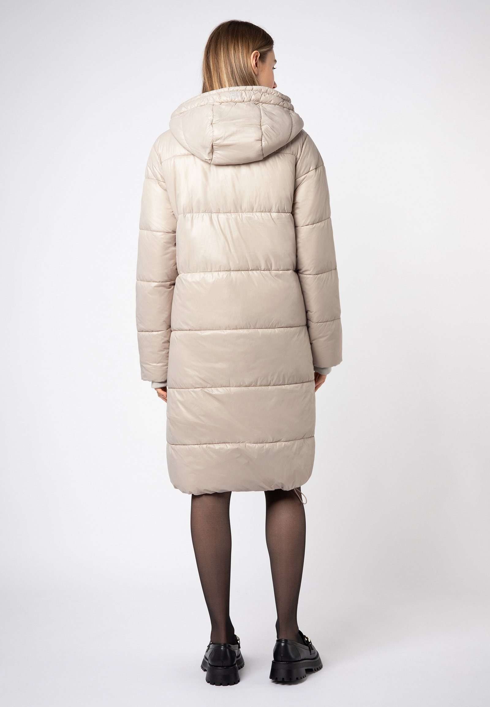 SUBLEVEL Wintermantel Langer Damen Steppmantel mit großer Kapuze günstig online kaufen