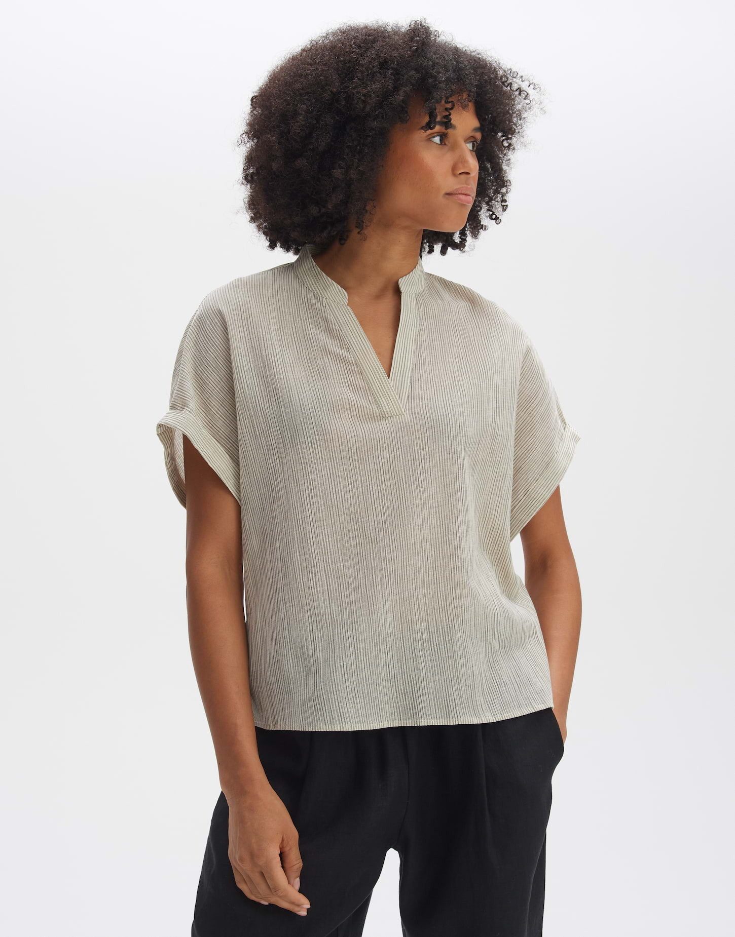 Shirtbluse Shirtbluse FLANDRA STRIPE Loose aus BCI Cotton Mix