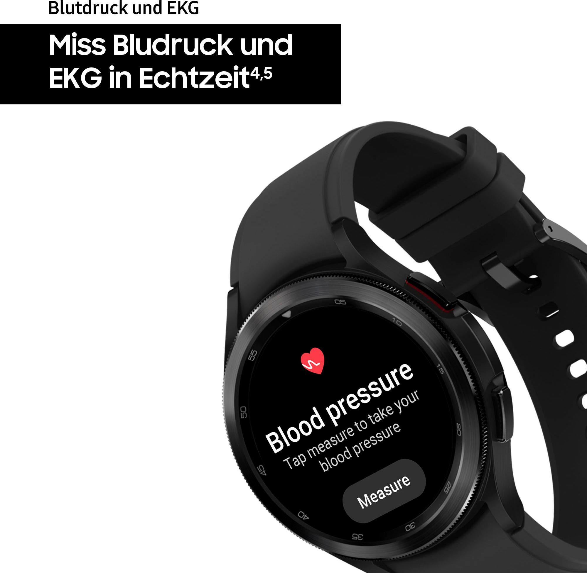 schwarz Uhr, OS Watch Tracker, Galaxy cm/1,4 by 46mm (3,46 LTE Zoll, classic | Google), Wear Smartwatch Fitness Gesundheitsfunktionen Fitness 4 schwarz Samsung