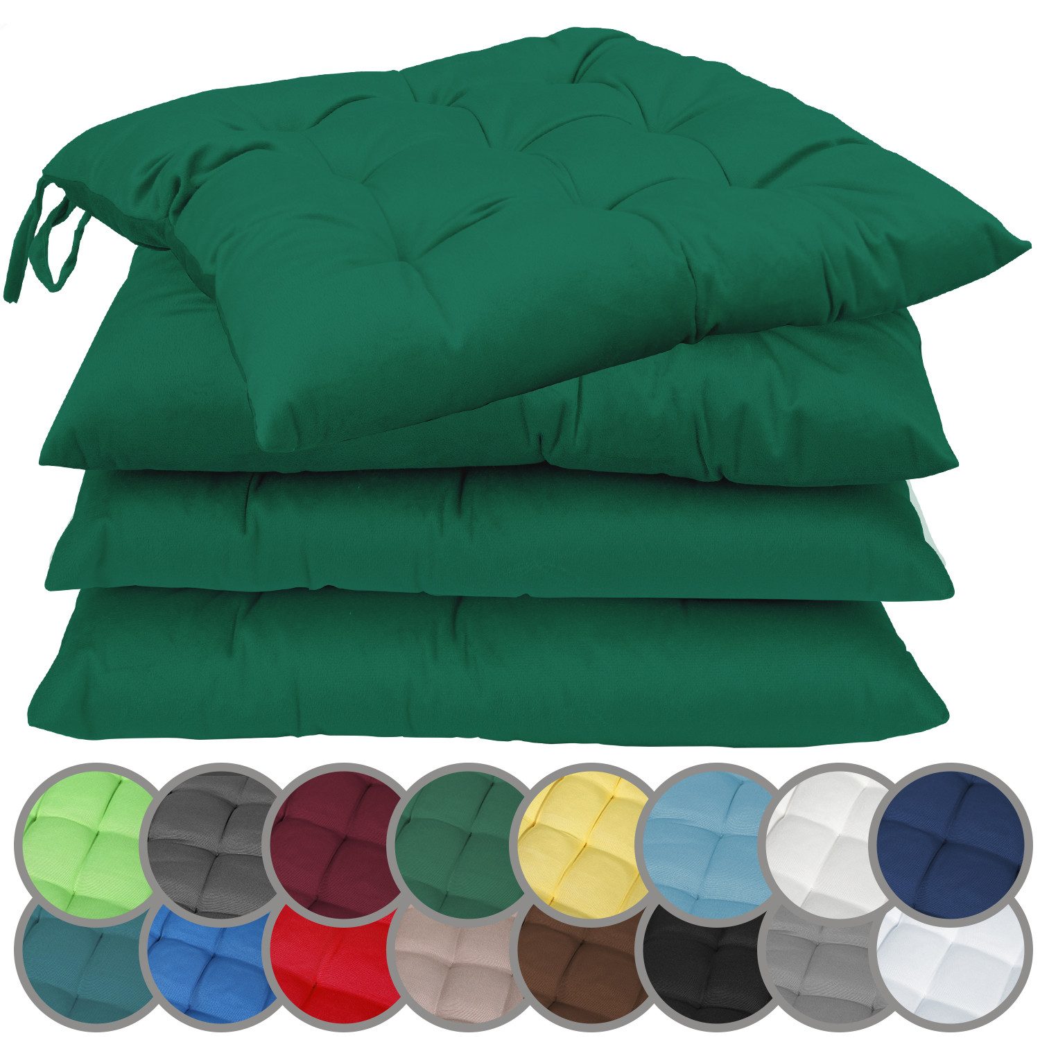 NatureMark Sitzkissen 4er-Set Stuhlkissen 40x40cm mit Bändern, Sitzpolster günstig online kaufen