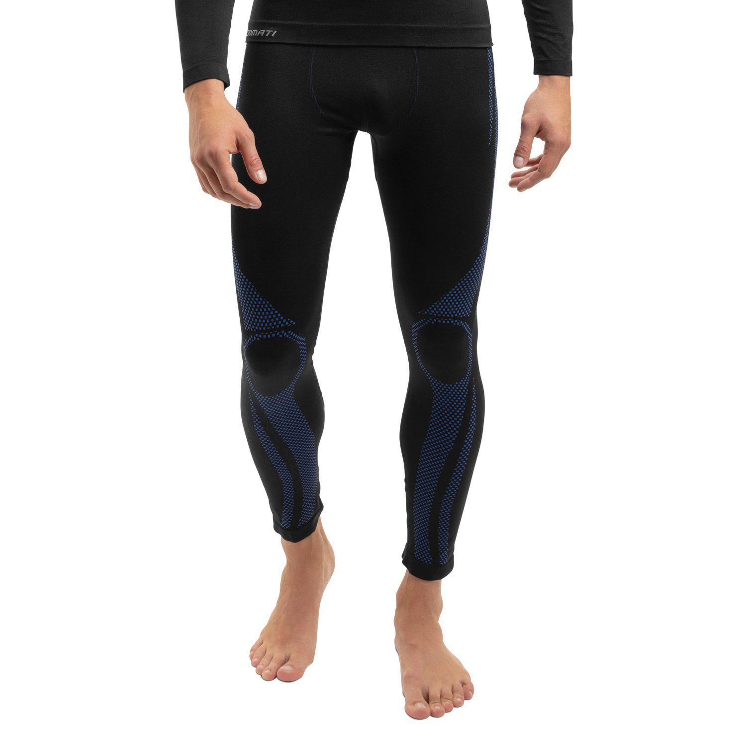 Gomati Thermohose Ski / lang Unterhosen Blau Schwarz schnelltrocknend Thermo Herren Seamless