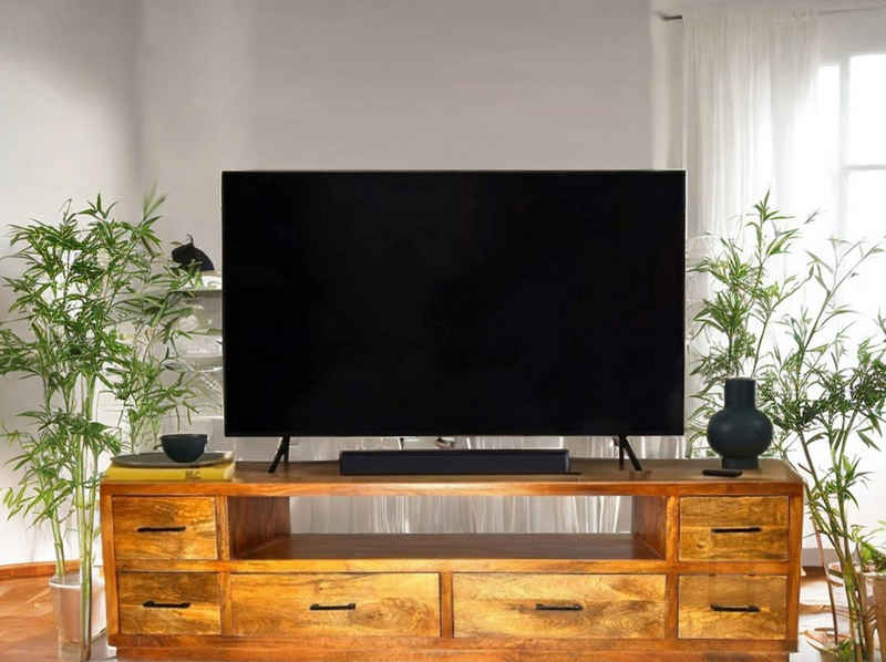 OPIUM OUTLET Lowboard Sideboard TV-Kommode Regal Мебель Massivholz braun (Schubladen beidseitig zu öffnen, B x H x T: 200 x 45 x 50 cm), TV-Schrank, Raumteiler, komplett montiert