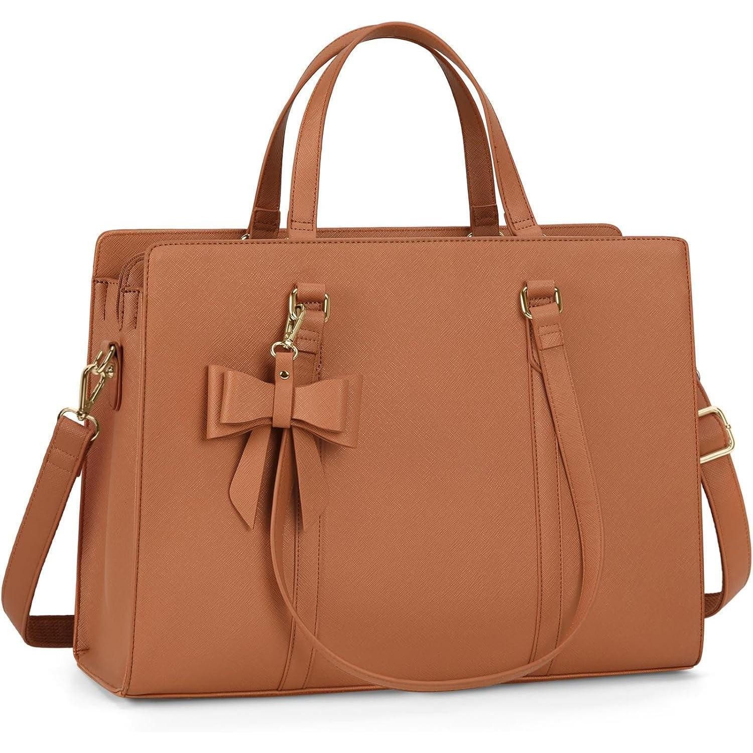 Laptoptasche Handtasche Damen Shopper Große Braun Laptoptasche 15.6 Zoll PU Leder