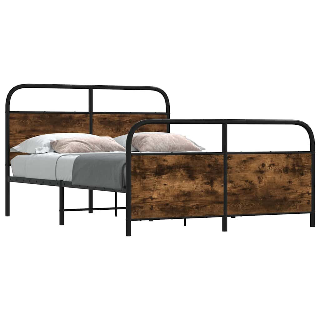 vidaXL Bett Metallbett ohne Matratze Räuchereiche günstig online kaufen