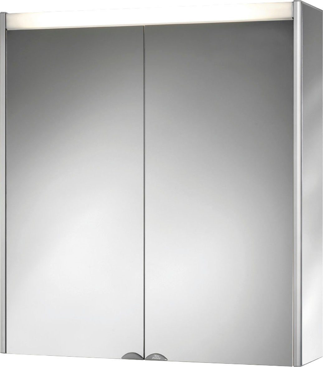| Alu Aluminium/Spiegel LED Spiegelschrank 65,4cm jokey Dekor breit Spiegel Aluminium,