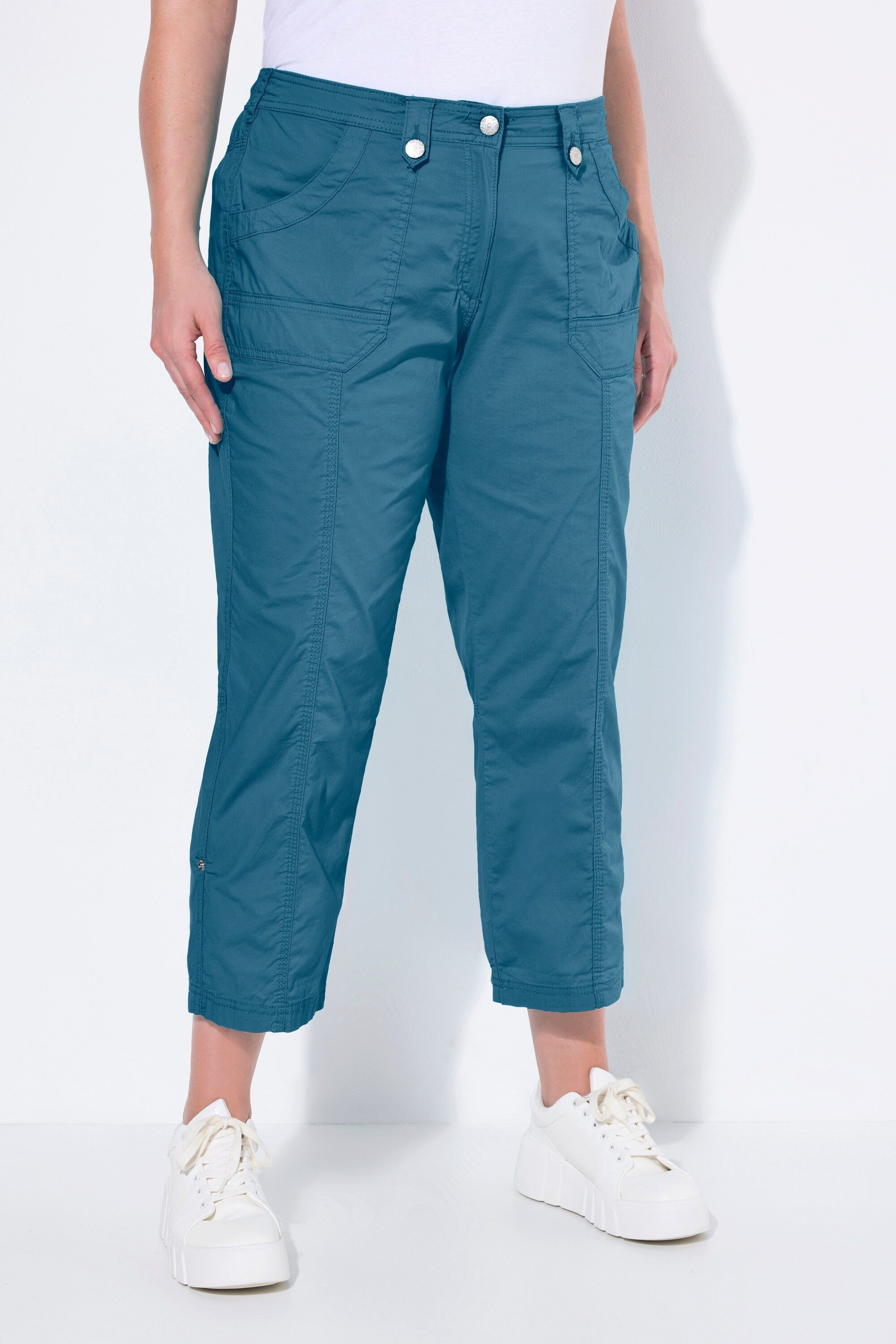 Ulla Popken Funktionshose 7/8-Cargohose Krempelriegel Komfortbund günstig online kaufen