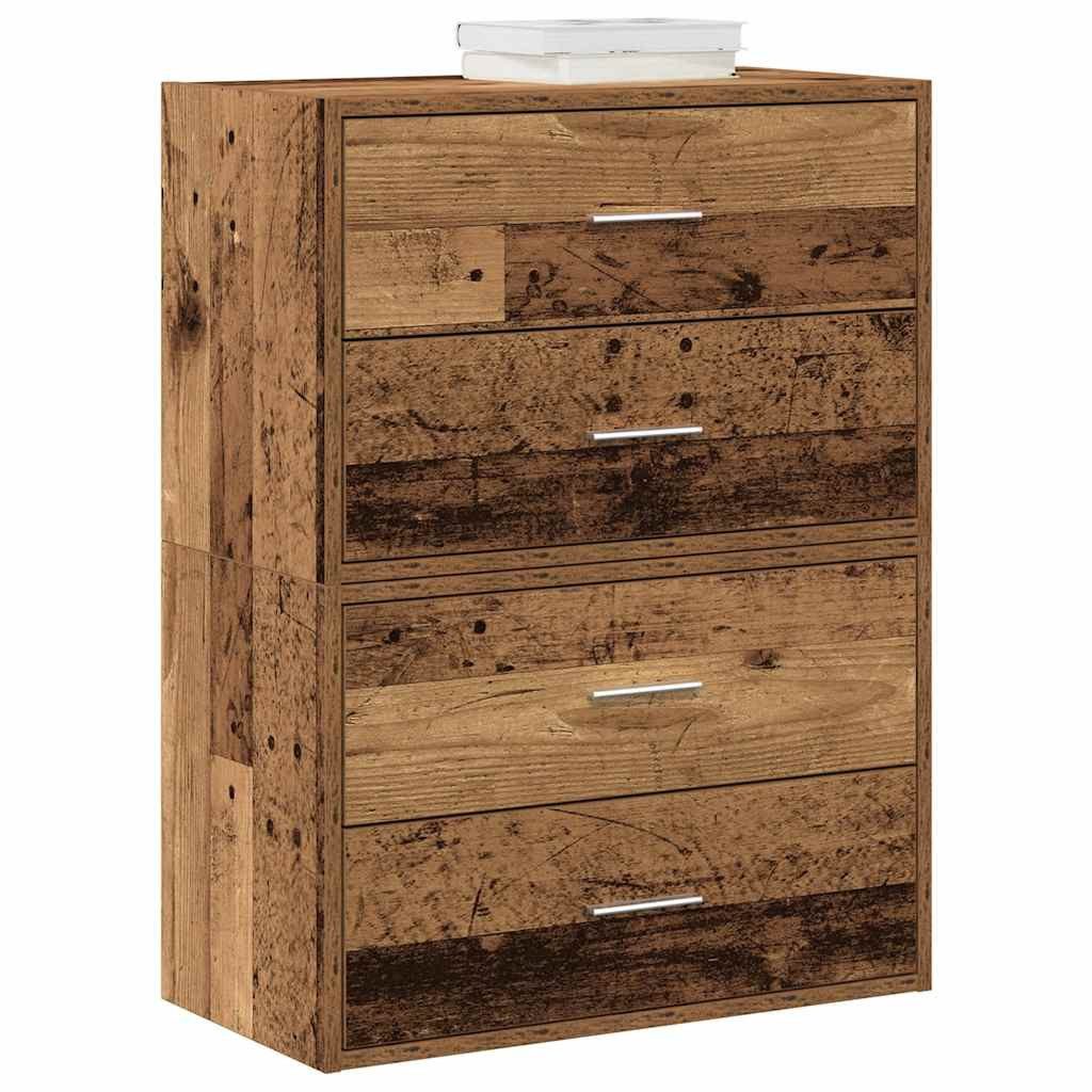 vidaXL Kommode NA Kommode Schränke mit 2 Schubladen 2Stk Altholz-Optik 60x31x40cm